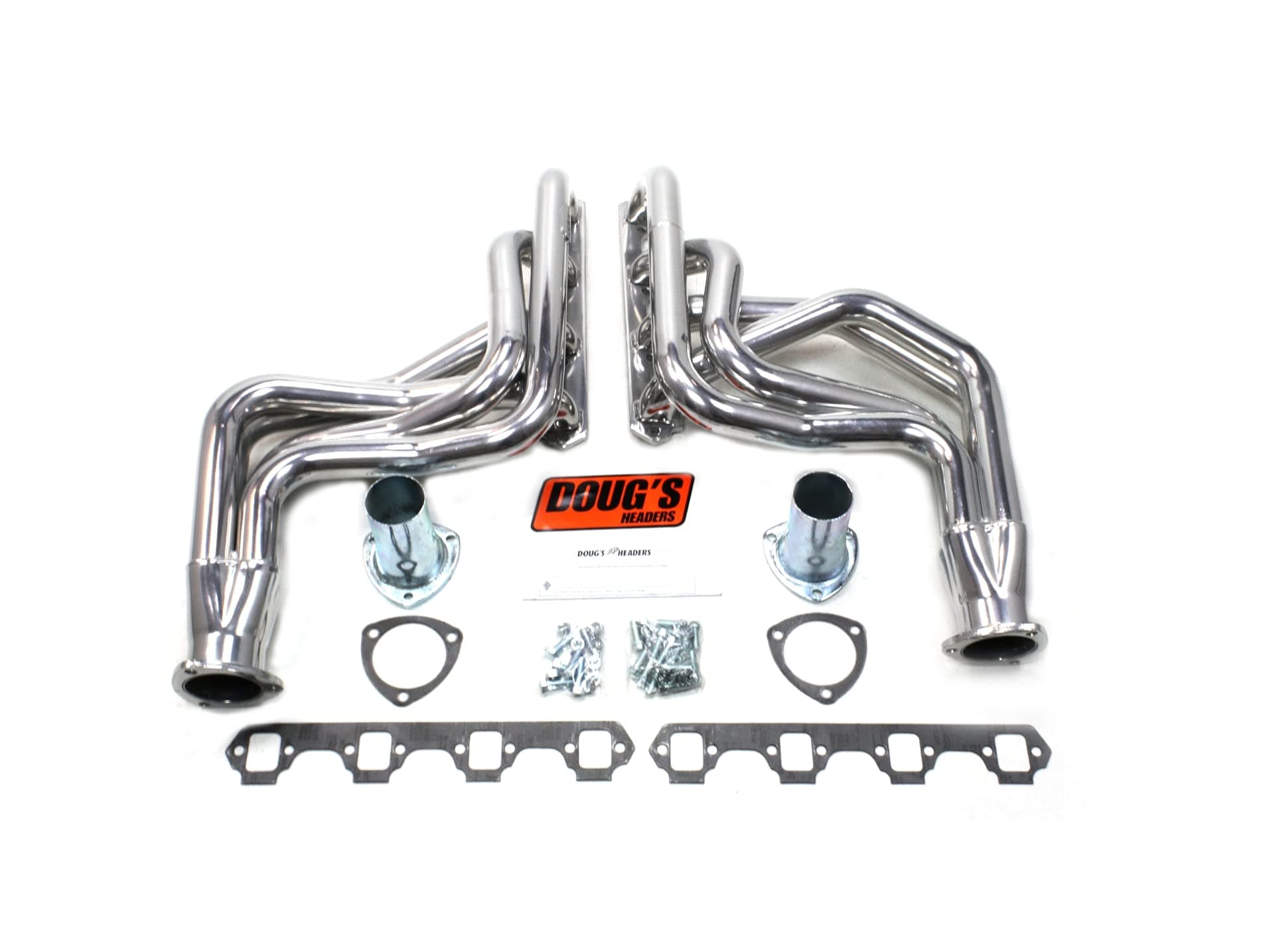 Doug's Headers (D623 1-3/4" 4-Tube Metallic Ceramic Coating Full Length Exhaust Header for Ford 260-351W with TCI or Mustang II Steering Swap