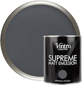 Vintro | Dark Grey | Luxury Matt Emulsion | Smooth Chalky Finish | Multi Surface Paint | for Walls, Ceilings, Wood and Metal | 1L (Dark Grey - Wigeon Grey)