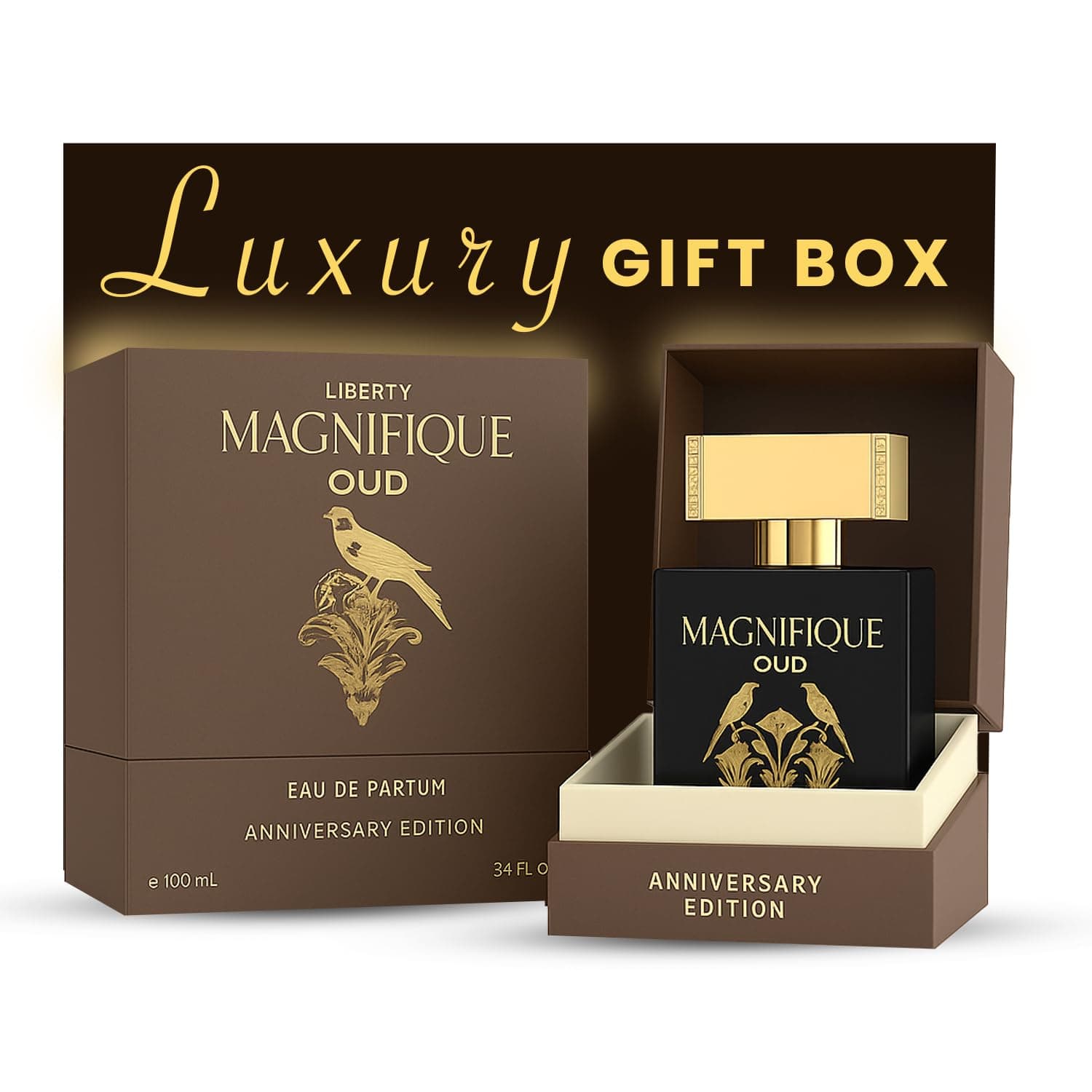 - Oud Eau de Parfum for Men, 3.4 Oz,Magnifique Anniversary Edition, Luxury Oud Perfume, Premium Gift for Men, All-Day Freshness, Perfume for men, perfumes arabes para hombres