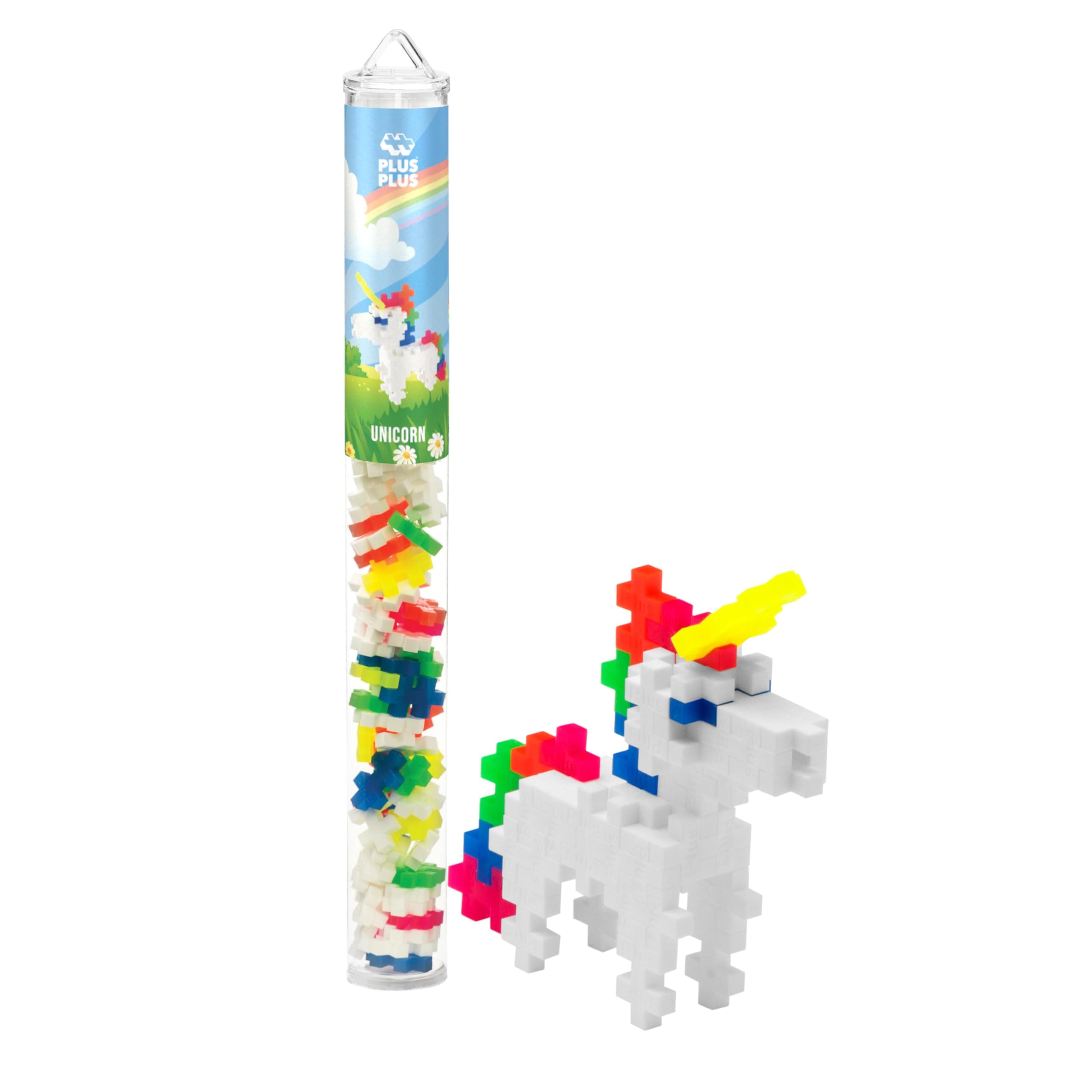 3D Figure Building Block Set, Fun Stem Toys for Kids, 70 Interlocking Pieces - Unicorn Mini Maker Tube