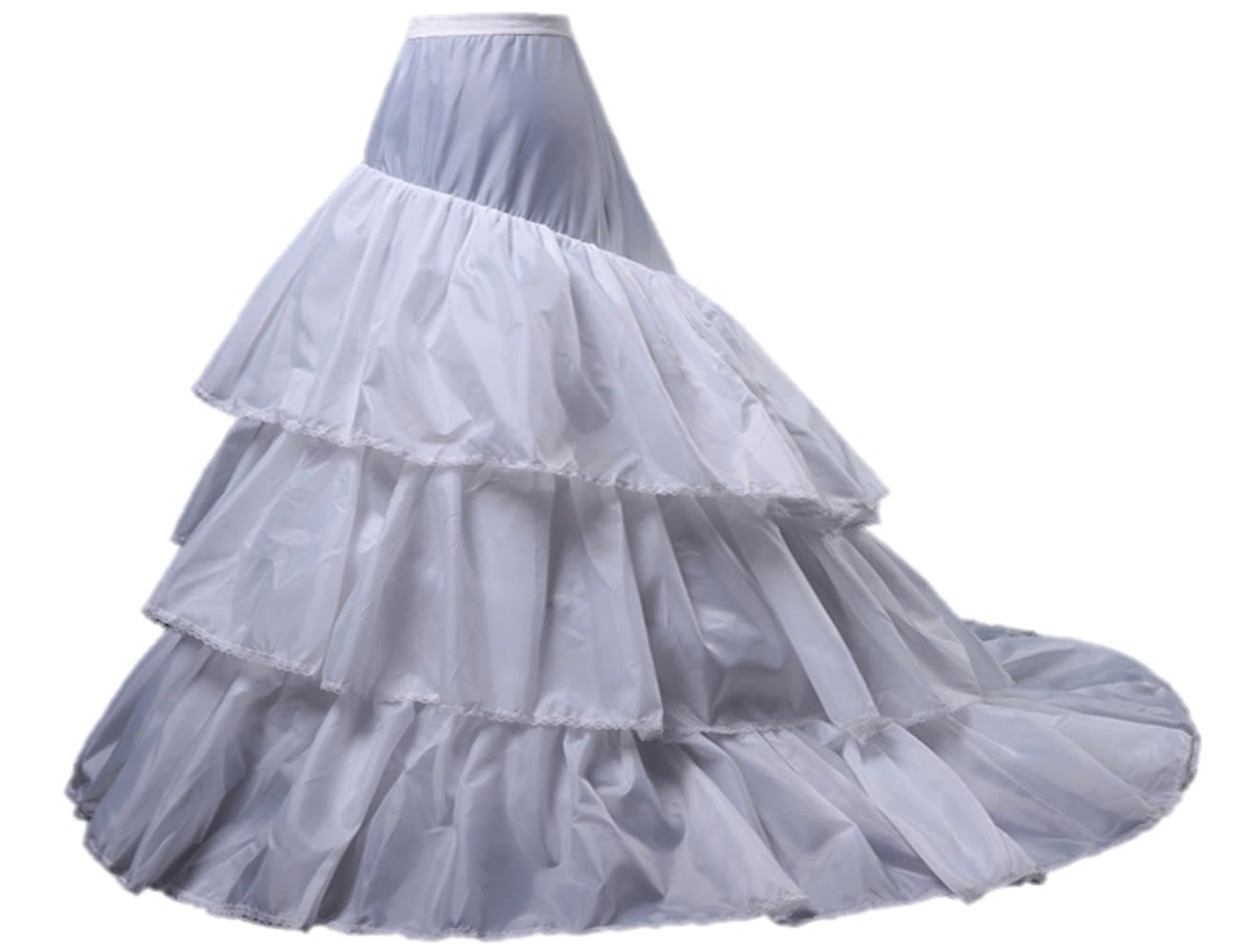 White 3 Hoop Train Multi-layer Ball Gown Wedding Bridal Crinoline Petticoat Slips