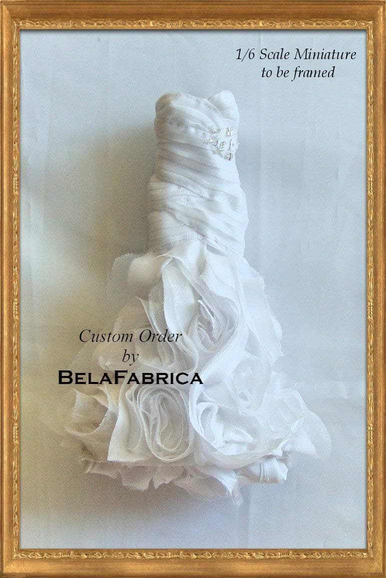 Frame your Wedding Dress Keepsake 1/6 Scale Miniature Replica. To be placed in a Shadow Box. Best Anniversary Gift for wife. Best-friend gift for Bride. Bridal Shower Gift. Mother-of-the-bride-Gift