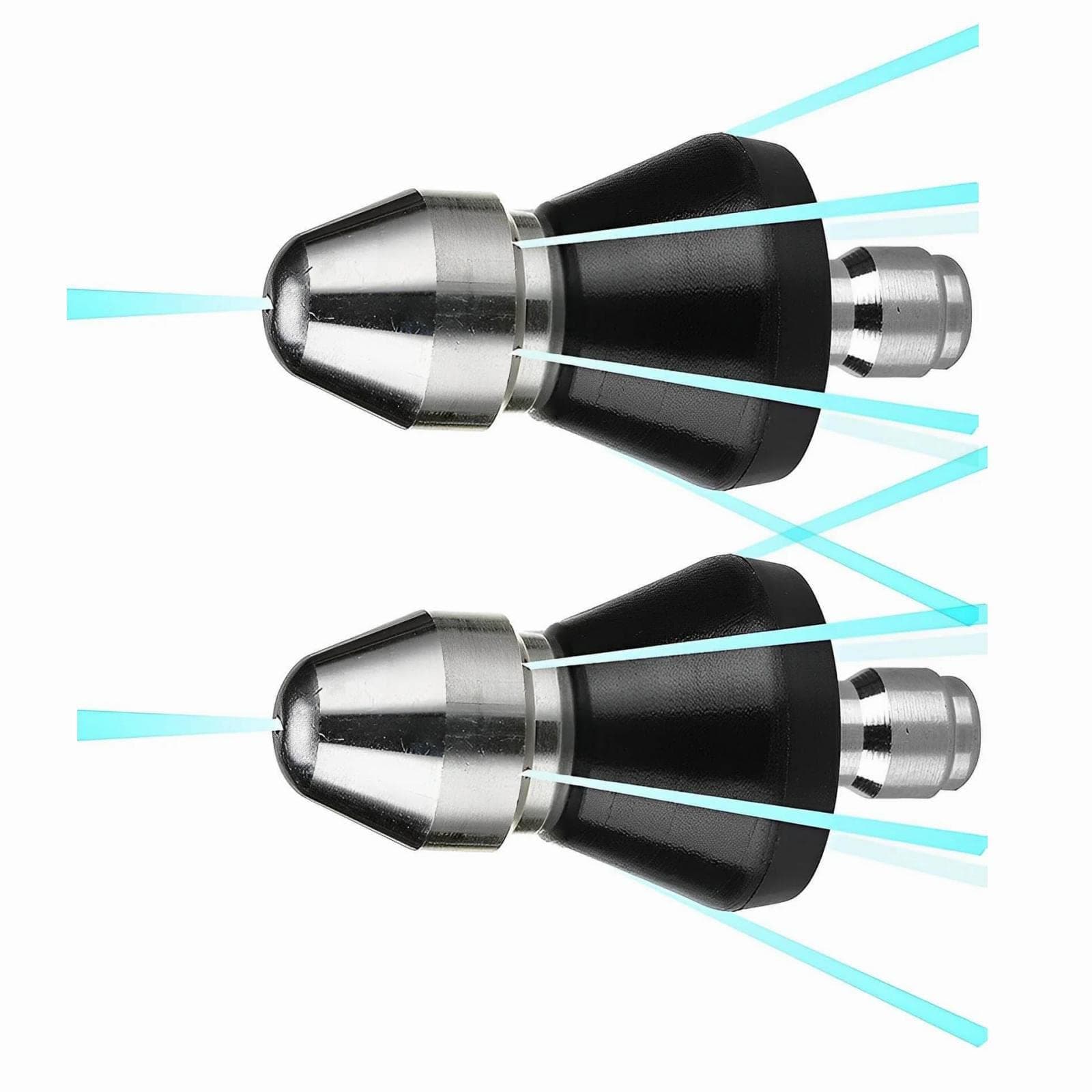 Sewer Cleaning Tool High-Pressure Nozzle, 2 Pack Sewer Jetter Kit for Pressure Washer, Stainless Steel, 1 Front Jet and 6 Rear Jets Sewer Jetter Nozzle with 1/4" Quick Connector, 5000Psi (A)