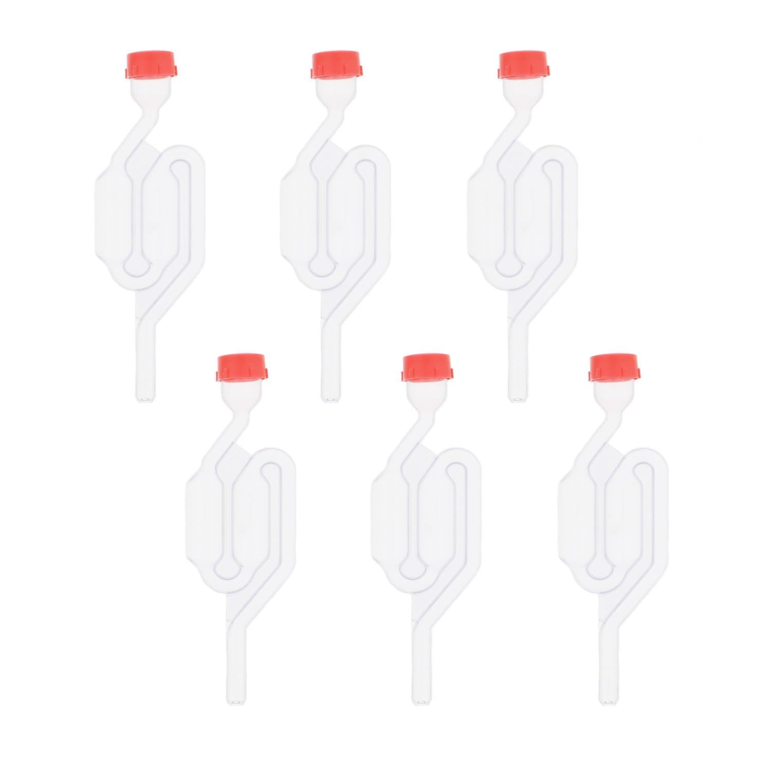 S-Shape Bubble Water Airlock Grommet 6-Pack Airlocks for Fermenting, Exhaust Seal Valves – Beer Wine Making Fermentation