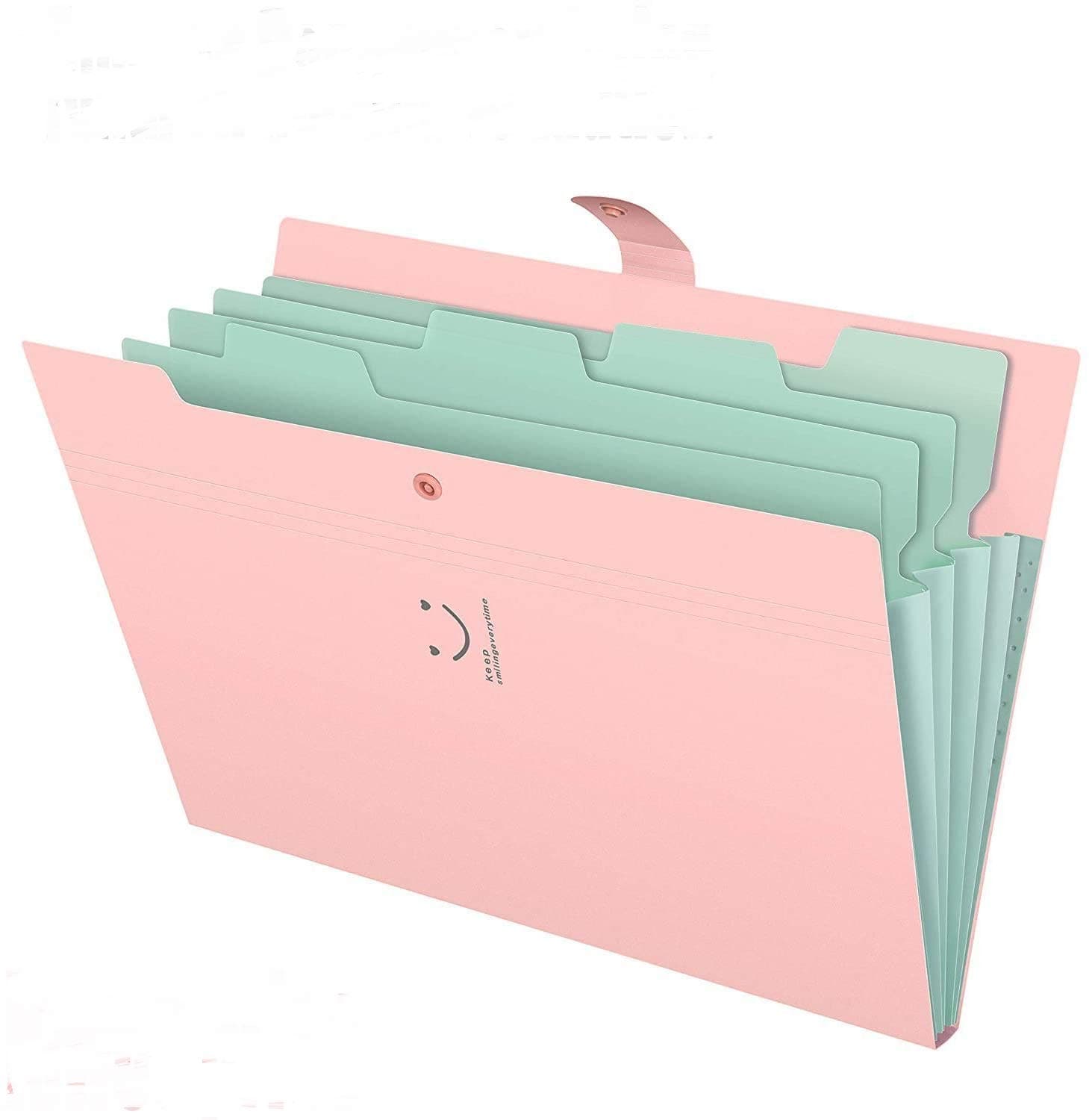 File Folders Accordion Document Organizer A4 Letter Size with Snap Closure for School and Office (Pink)