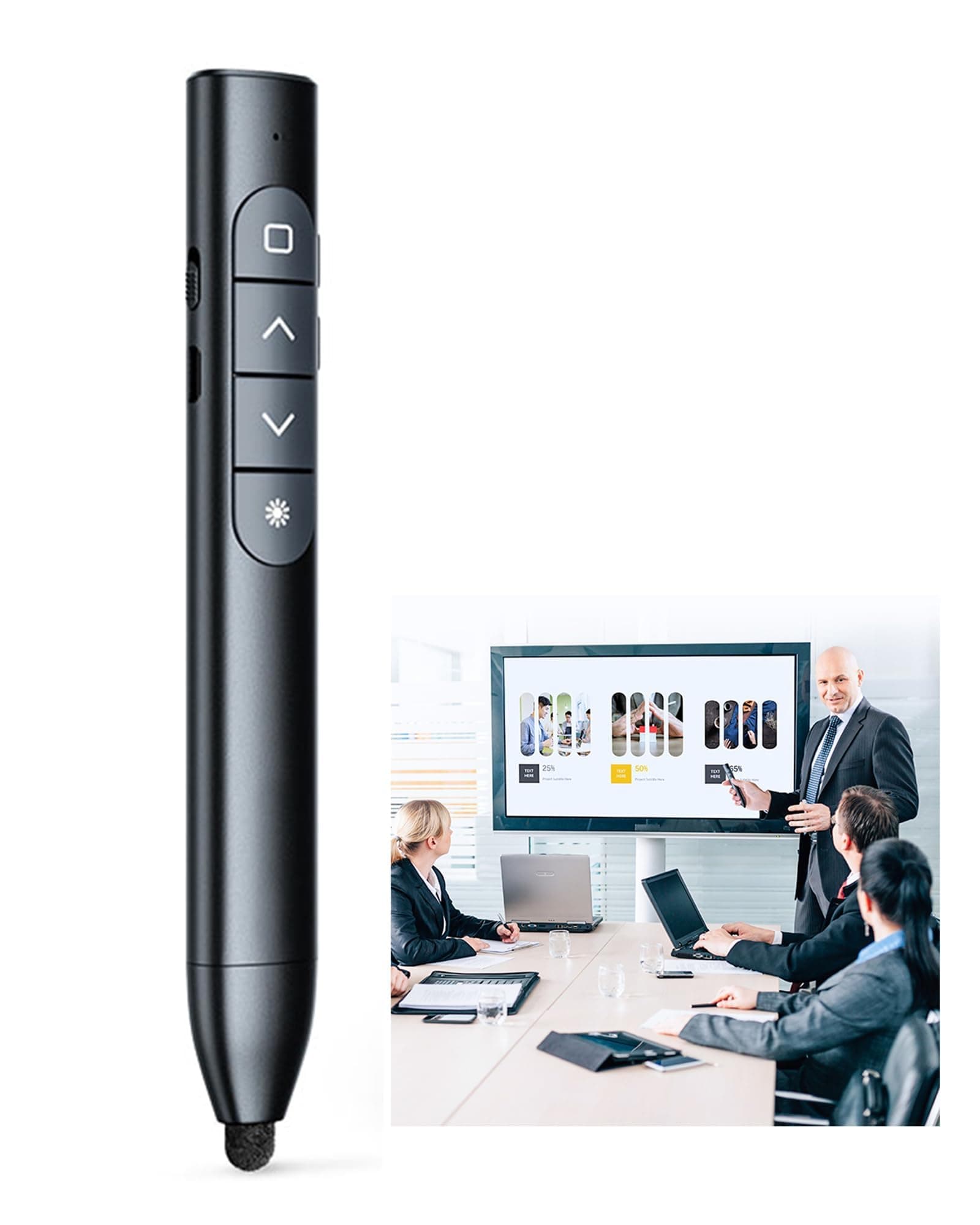 AquaFalcon Presentation Clicker, Wireless Presenter Remote Clicker for Powerpoint, Powerpoint Clicker with Volume Control & Page Flip Presentation Remote Slide Advancer Clicker for Mac/Computer/Laptop