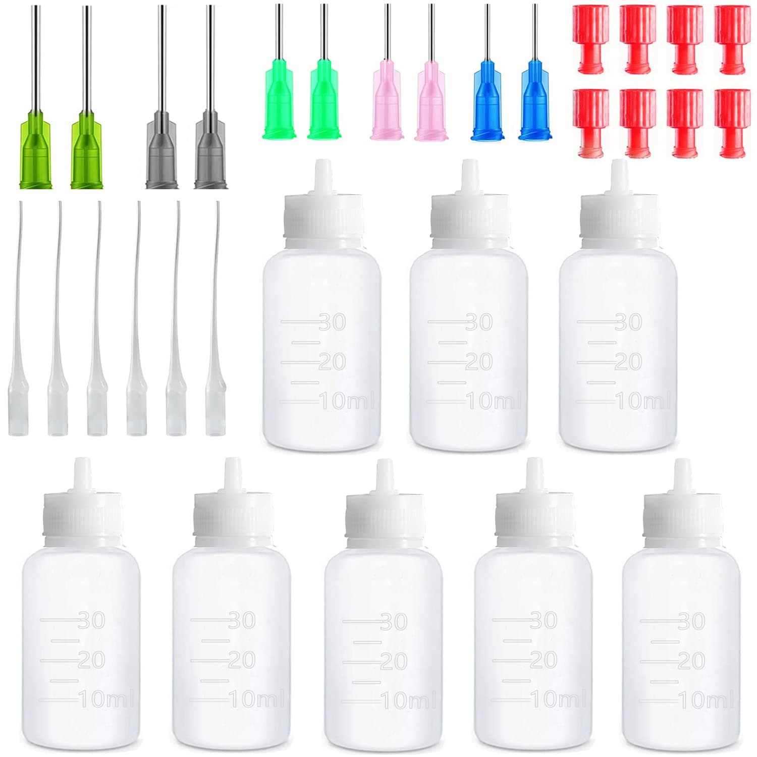 30Milliliter Precision Applicator Bottle with Blunt Tip Needle and Cap|14ga 16ga 18ga 20ga 22ga Blunt Needles|Oil Dropper Bottle, Glue Applications, Acrylic Painting, 8 Pcs