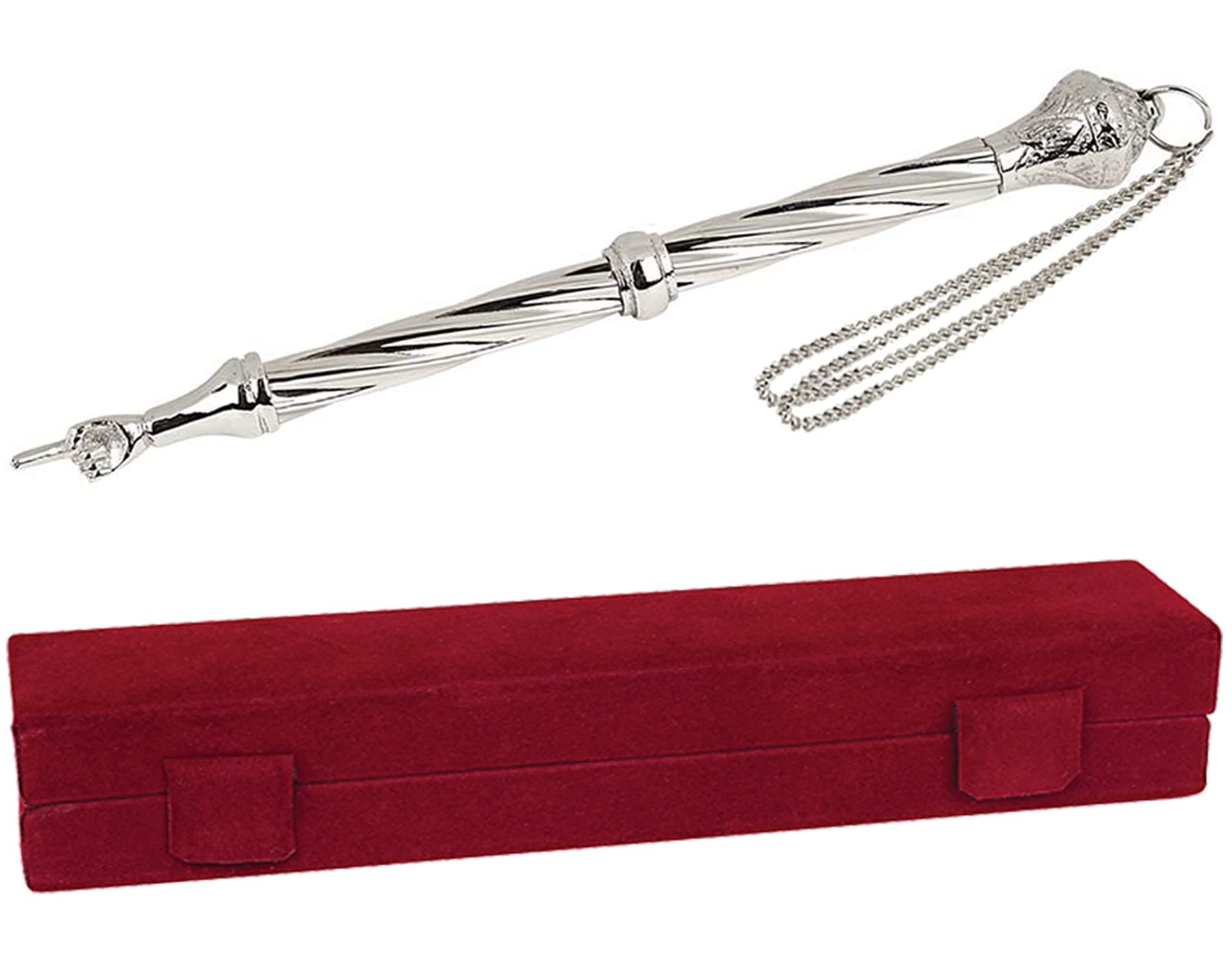 Embellished Torah Pointer Yad 8.5" Nickel-Plated High Polish Silver Color Finish - in Velvet Gift Box for Bar Mitzvah, Bat Mitzva, Torah Reading by Aviv Judaica