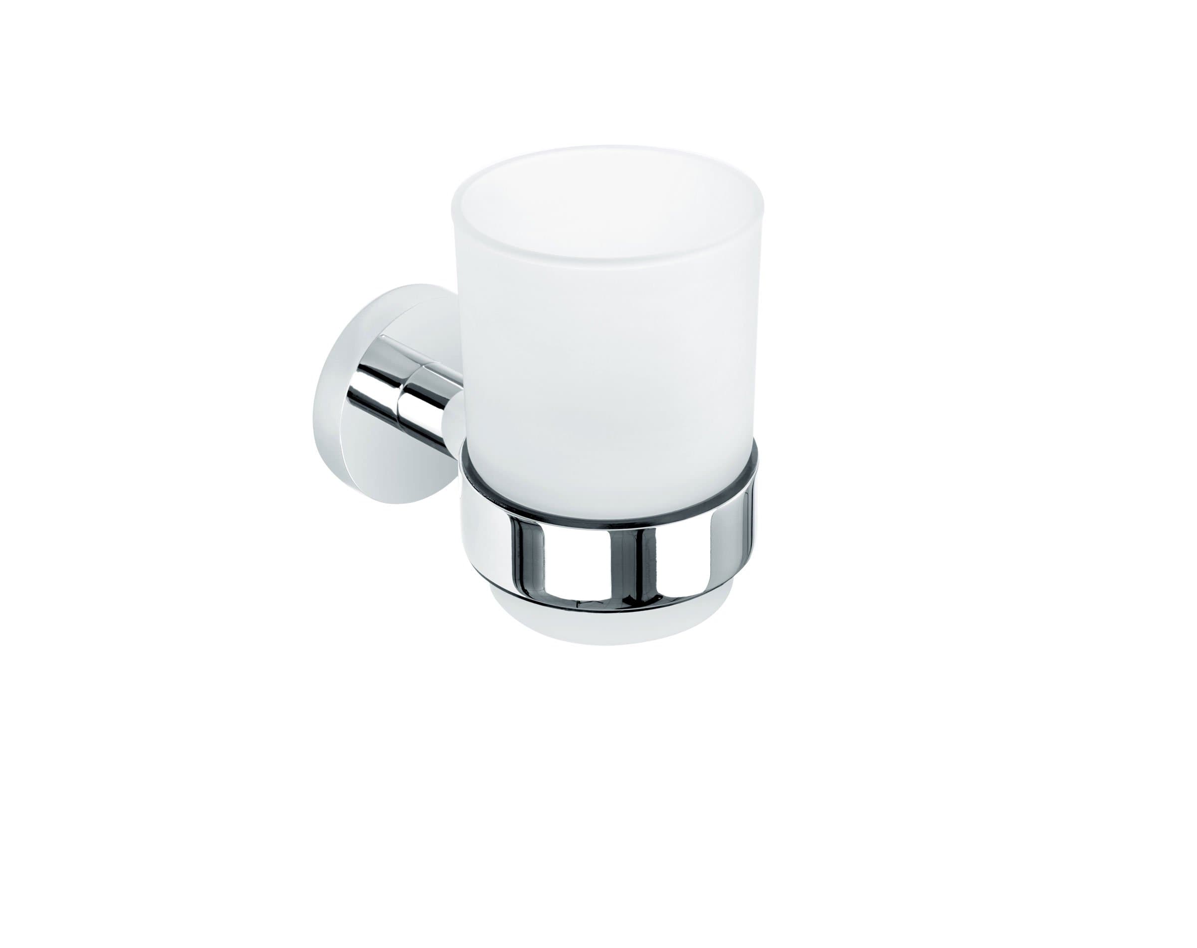 Nicol 7122000 EOS Wall Mount Chrome Plated Brass with Glass Cup, Metal, Chrome, 8.2 x 13.0 x 15.0 cm