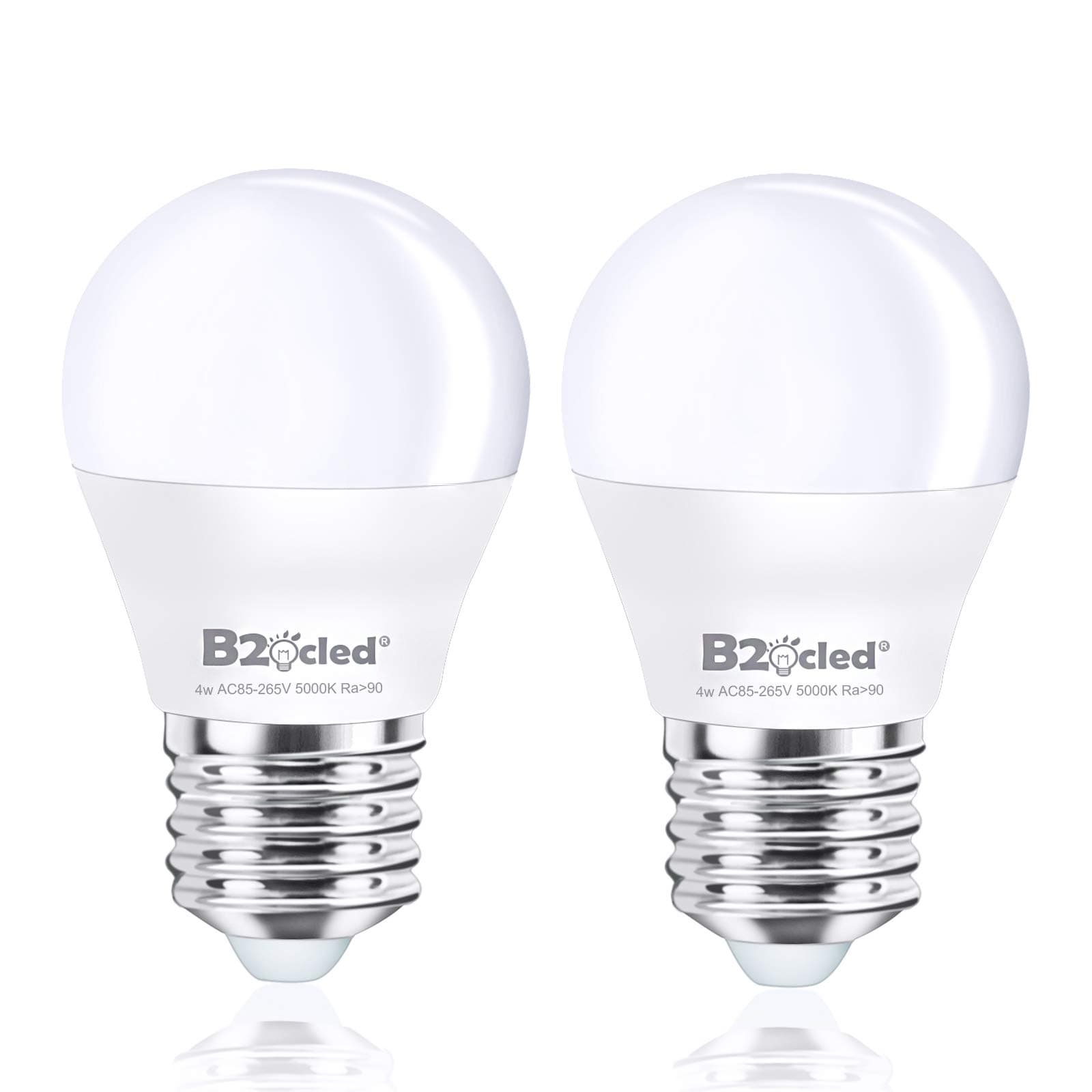 LED Light Bulb 4W(40 Watt Equivalent) A15 Lamp Daylight White 5000K CRI90+ Non-Dimmable E26/E27 Base for Home Lighting Decorative Fridge Freezer Lighting Lamp 2-Pack