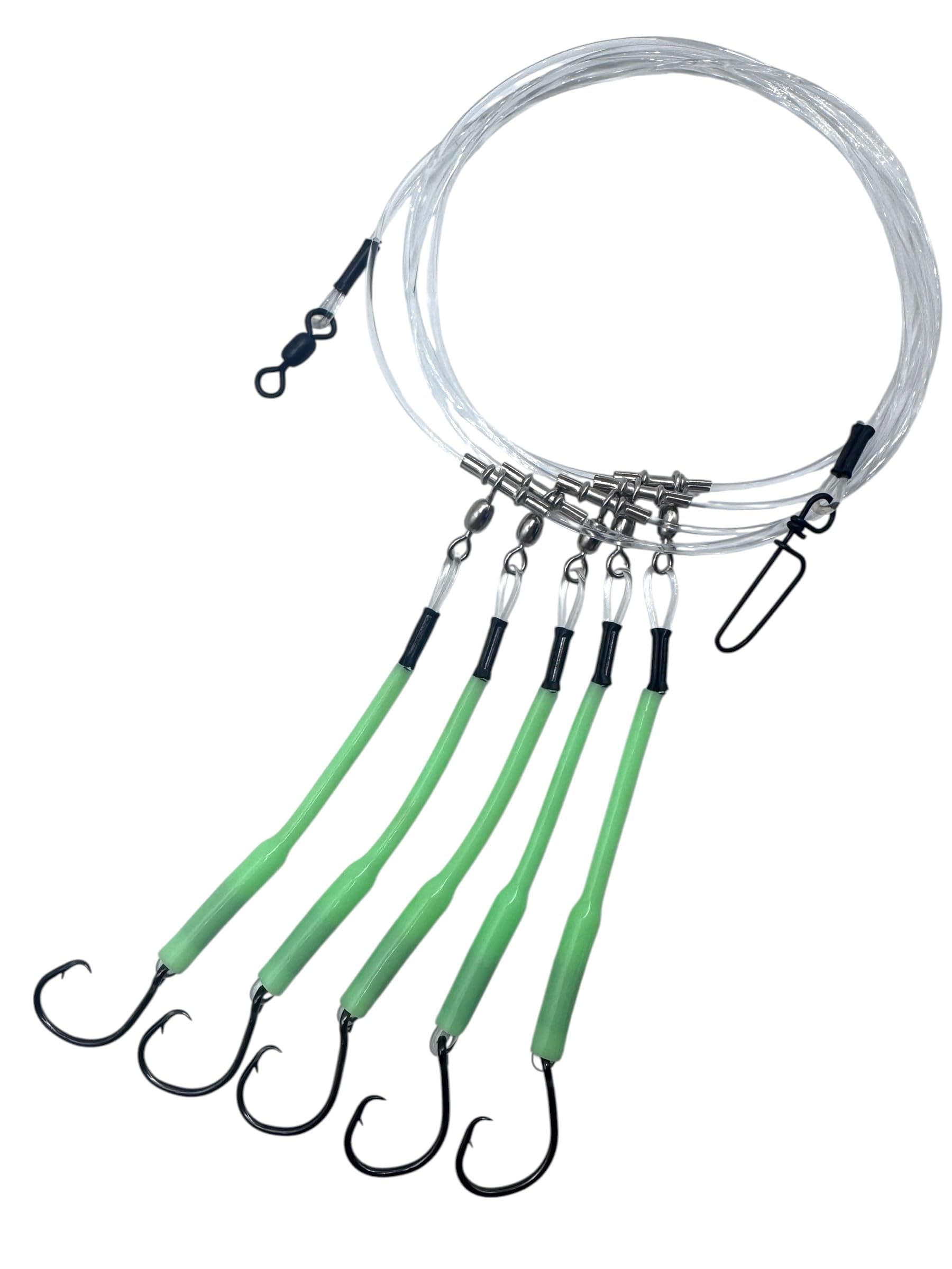 Deep Drop Fishing Rig, 5 Demon Circle 6/0 Hooks with Glow Sleeve, Deep Drop Snapper Rig