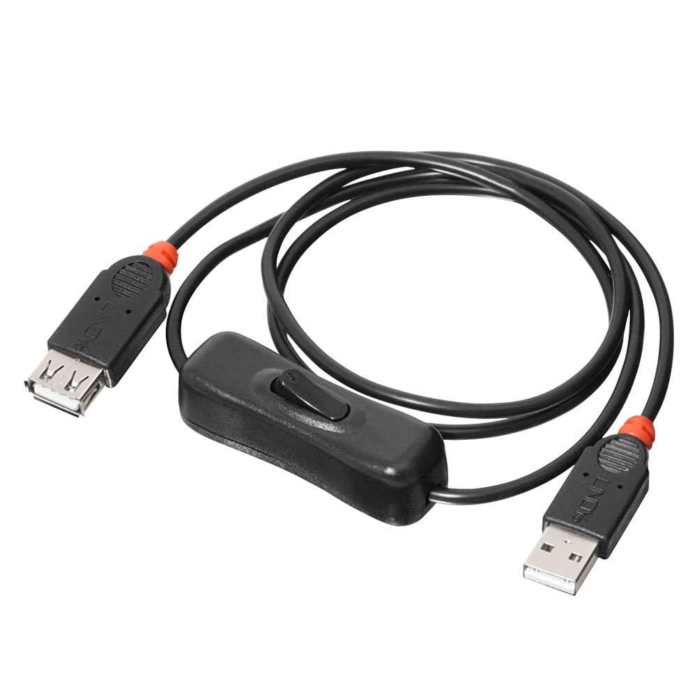 LINDY 1 m Switched USB Power Extension Cable - Black