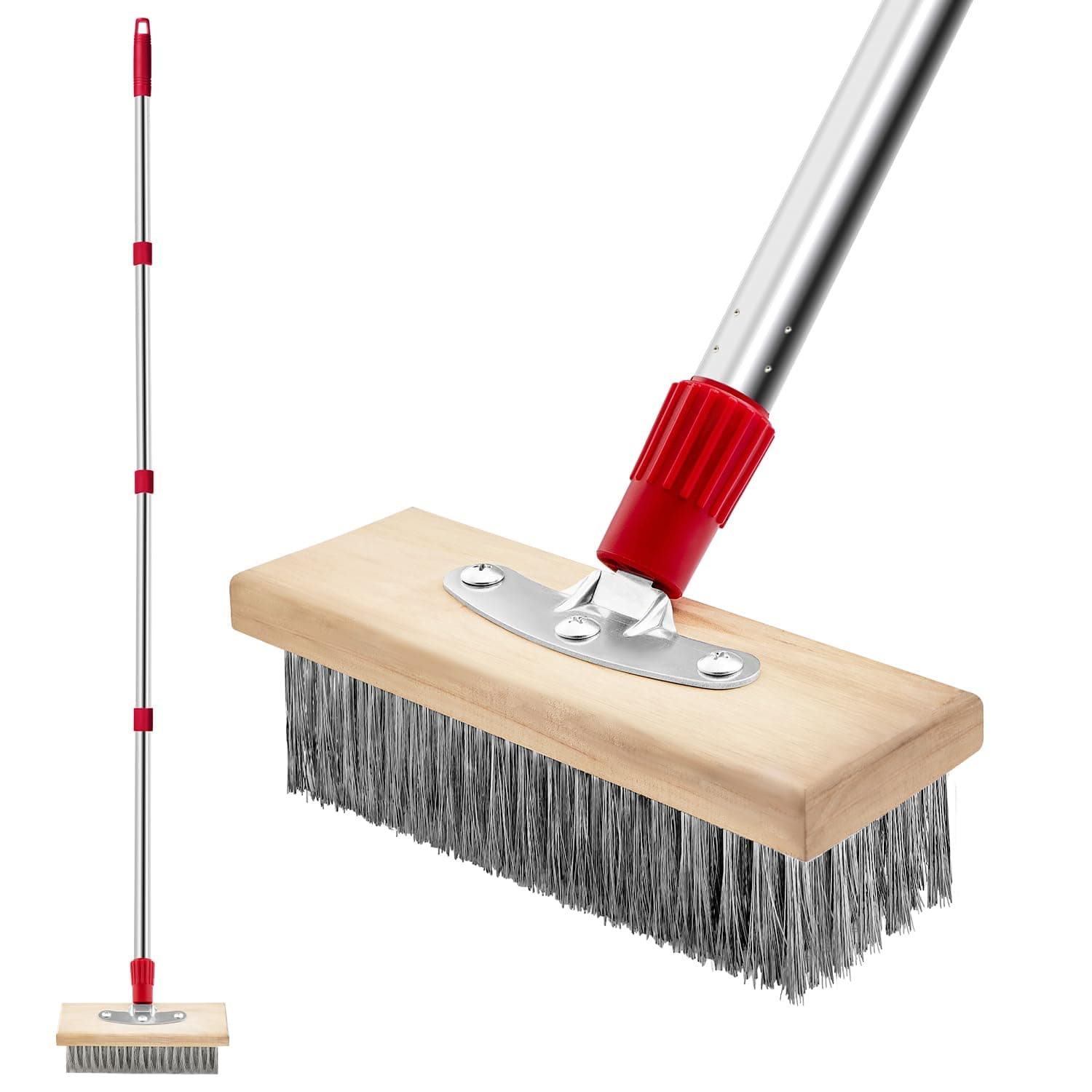 Wire Broom Scrubbing Brush with 60" Long Handle