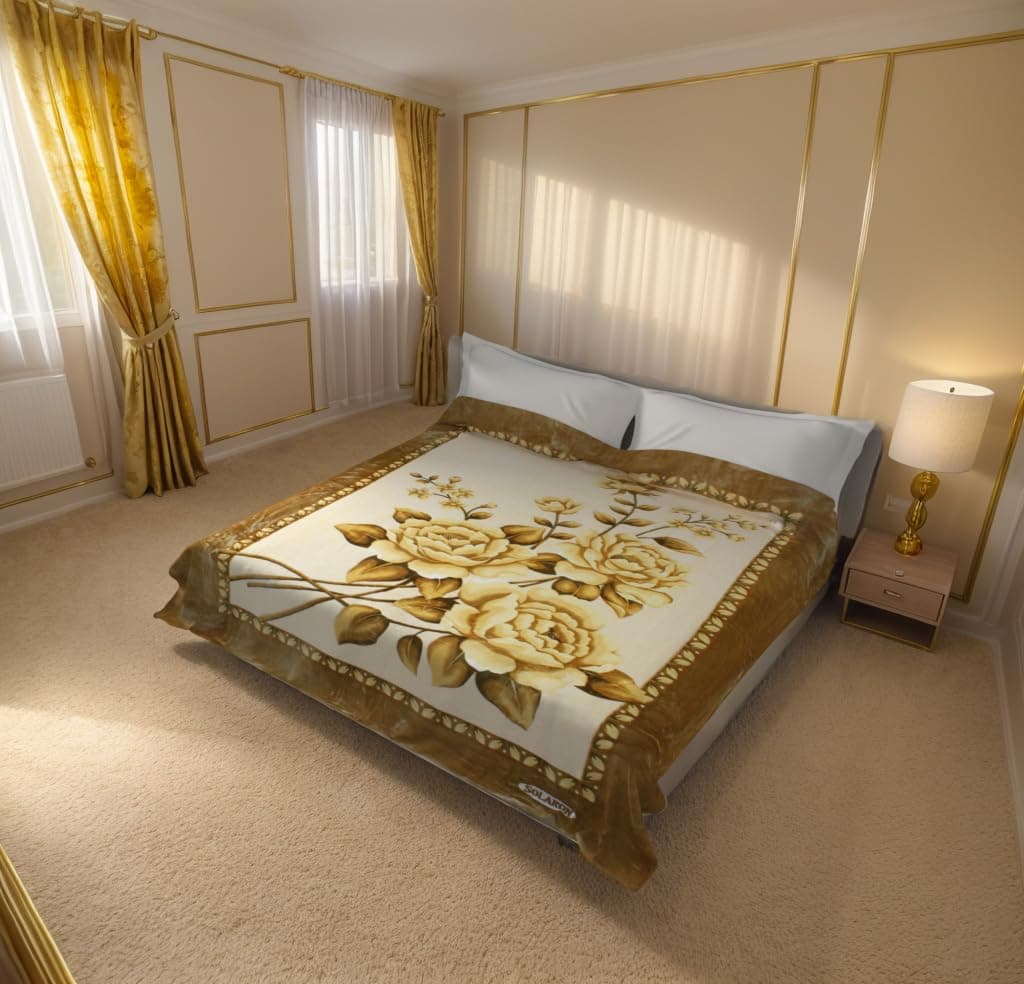 SOLARONQueen Roses Korean Mink Blanket