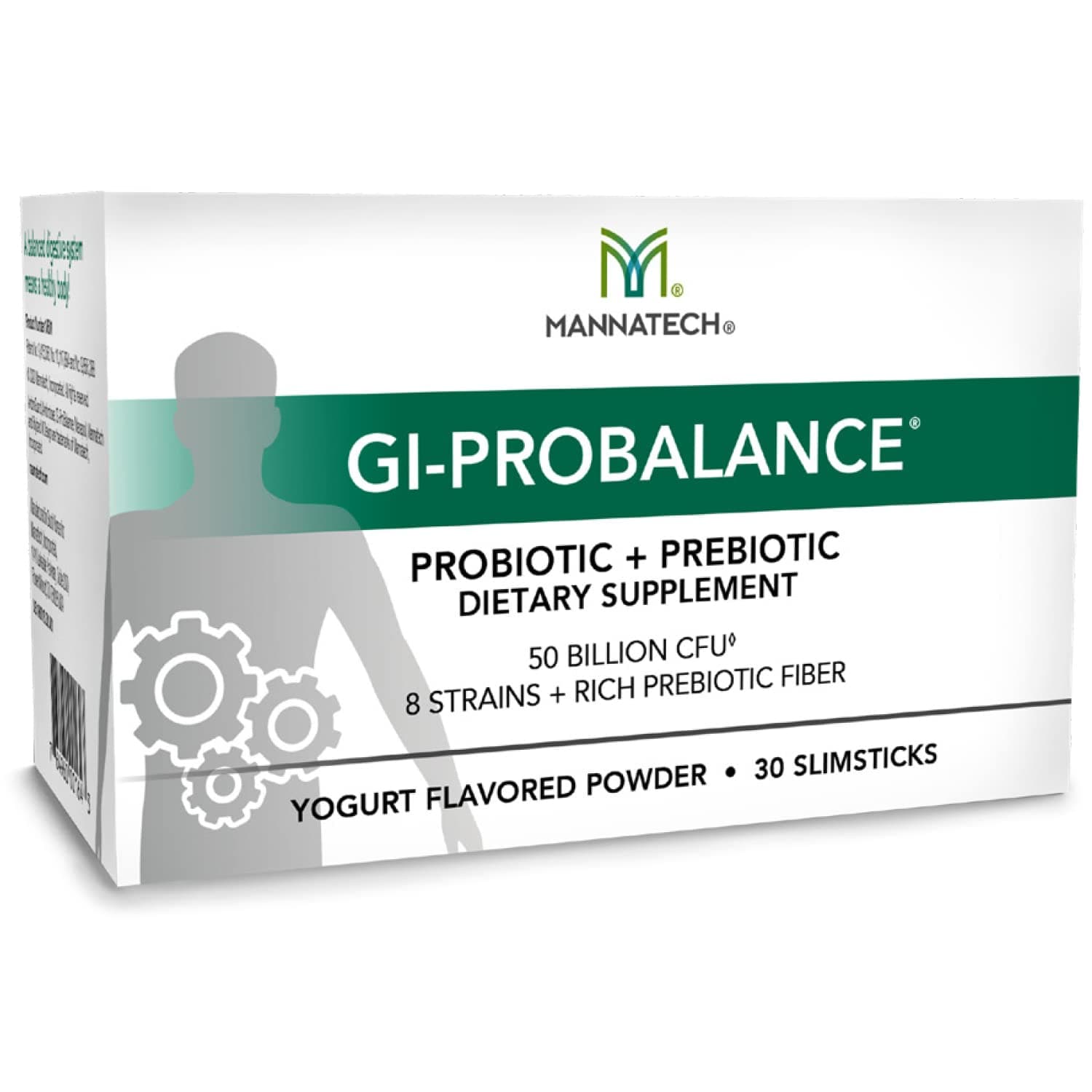 Prebiotics and Probiotics, 30 Slimsticks, Yogurt Flavor, GI-ProBalance w/MannaBiotic Blend, Pre and Probiotics Powder for Gut Health, w/ 8 Strains, Rich Prebiotic Fiber & 50 Billion CFU