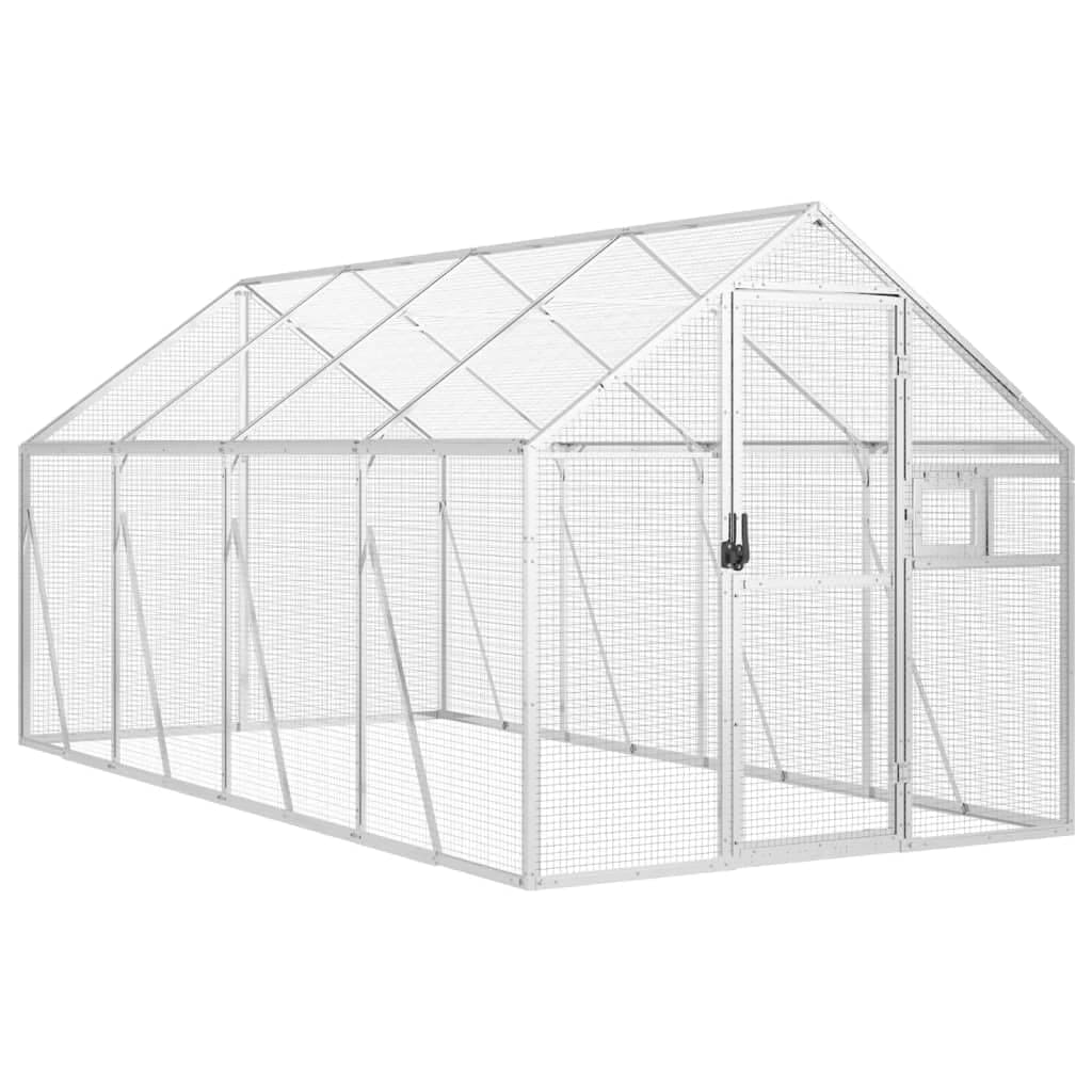 'vidaXL Silver Aluminium Aviary - Spacious and Secure Home for Birds, Suitable for Other Small Animals, with Wire Mesh Grids and Lockable Door