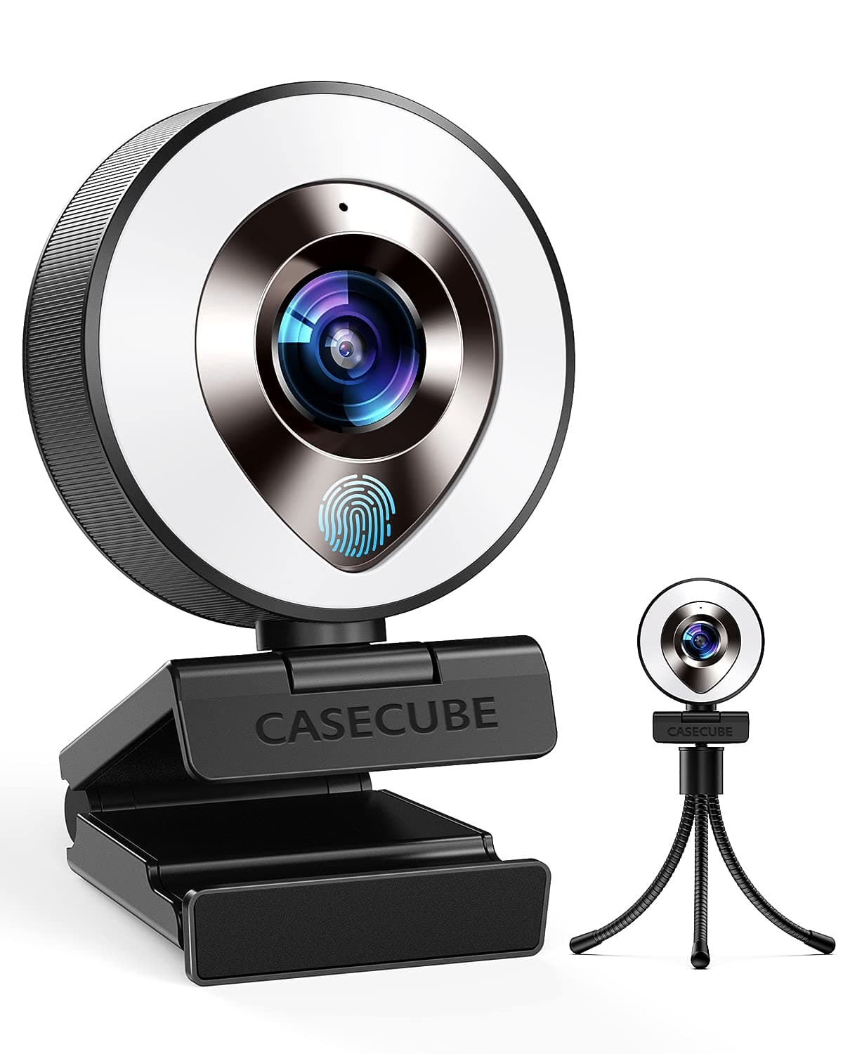 2021 CASECUBE FHD 1080P Webcam with Microphone and Ring Light,Plug and Play Web Camera,Adjustable Brightness,Privacy Protection,Streaming Webcam,USB Webcam for PC Desktop Laptop MAC,Zoom Skype YouTube