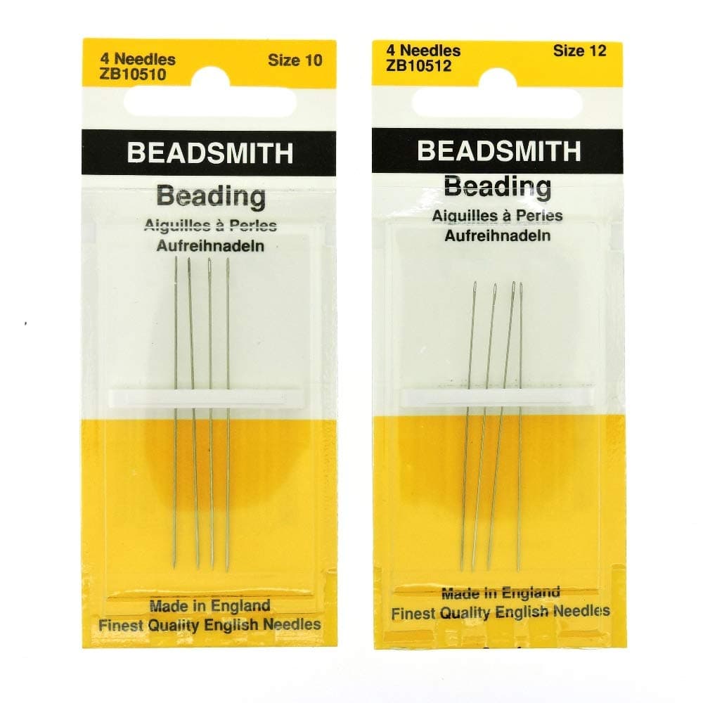 Beadsmith English Beading Needles Size 10 & Size 12-4 Needles per Size - 8 Needles Total (in Rigid Pak TM Mailer)