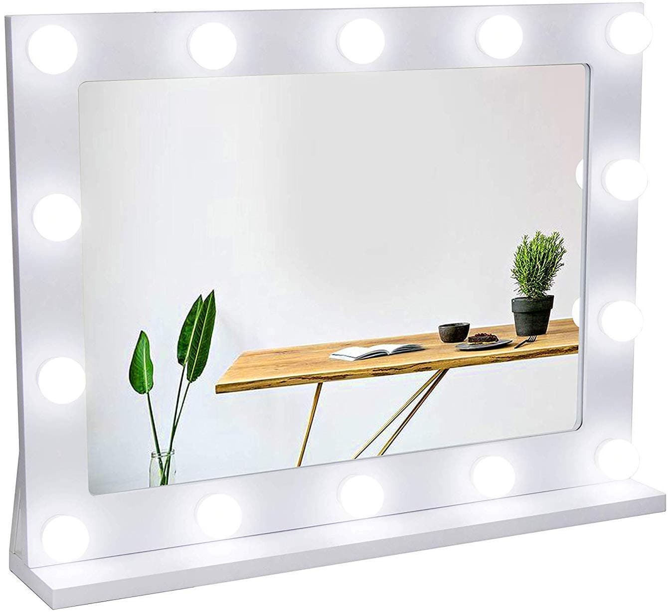 Waneway Wooden Lighted Vanity Mirror, Large