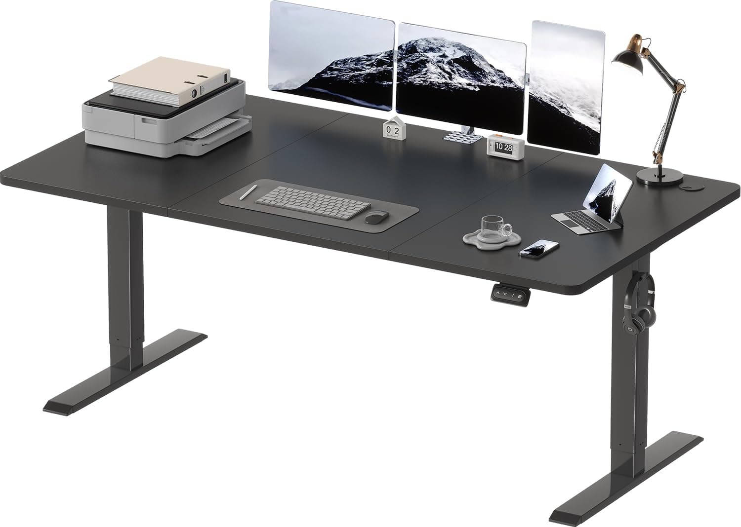 Devoko Electric Standing Desk 180x80 cm, Height Adjustable Desk Ergonomic Stand up Desk with 2 Memory Preset, Black