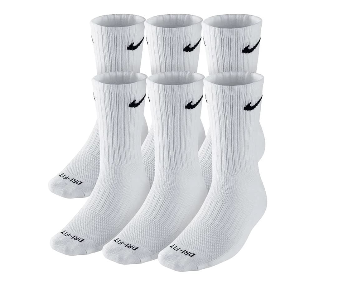 Nike Cotton Crew Length Socks 6 Pair LARGE