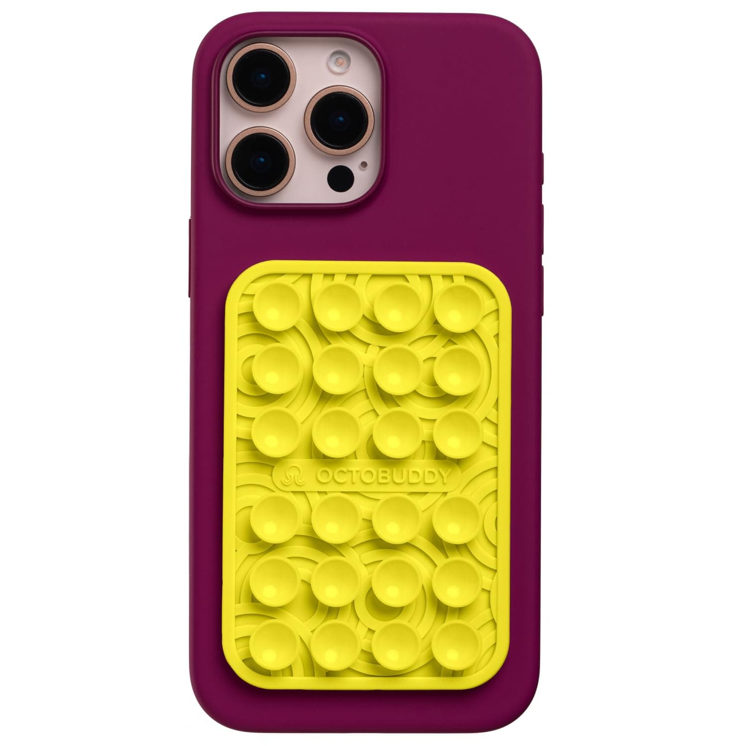 Textures Ripples - Silicone Suction Phone Case Adhesive Mount - Hands-Free Grip with 24 Suction Cups for Videos & Selfies - 2.6" x 3.9", Canary Yellow