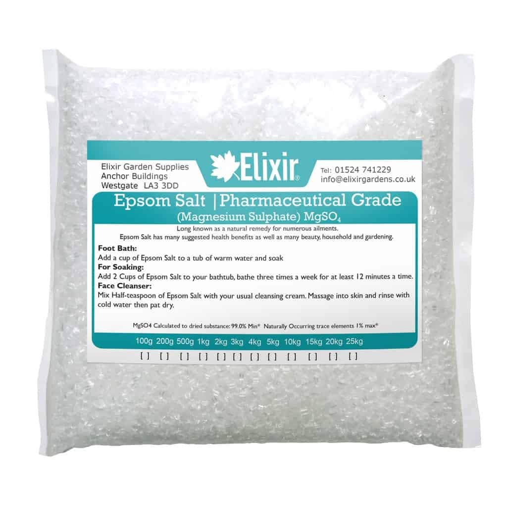 Elixir Gardens Epsom Salt Pharmaceutical Grade Magnesium Sulphate Various Sizes 500g-25kg | Bag 2.5kg