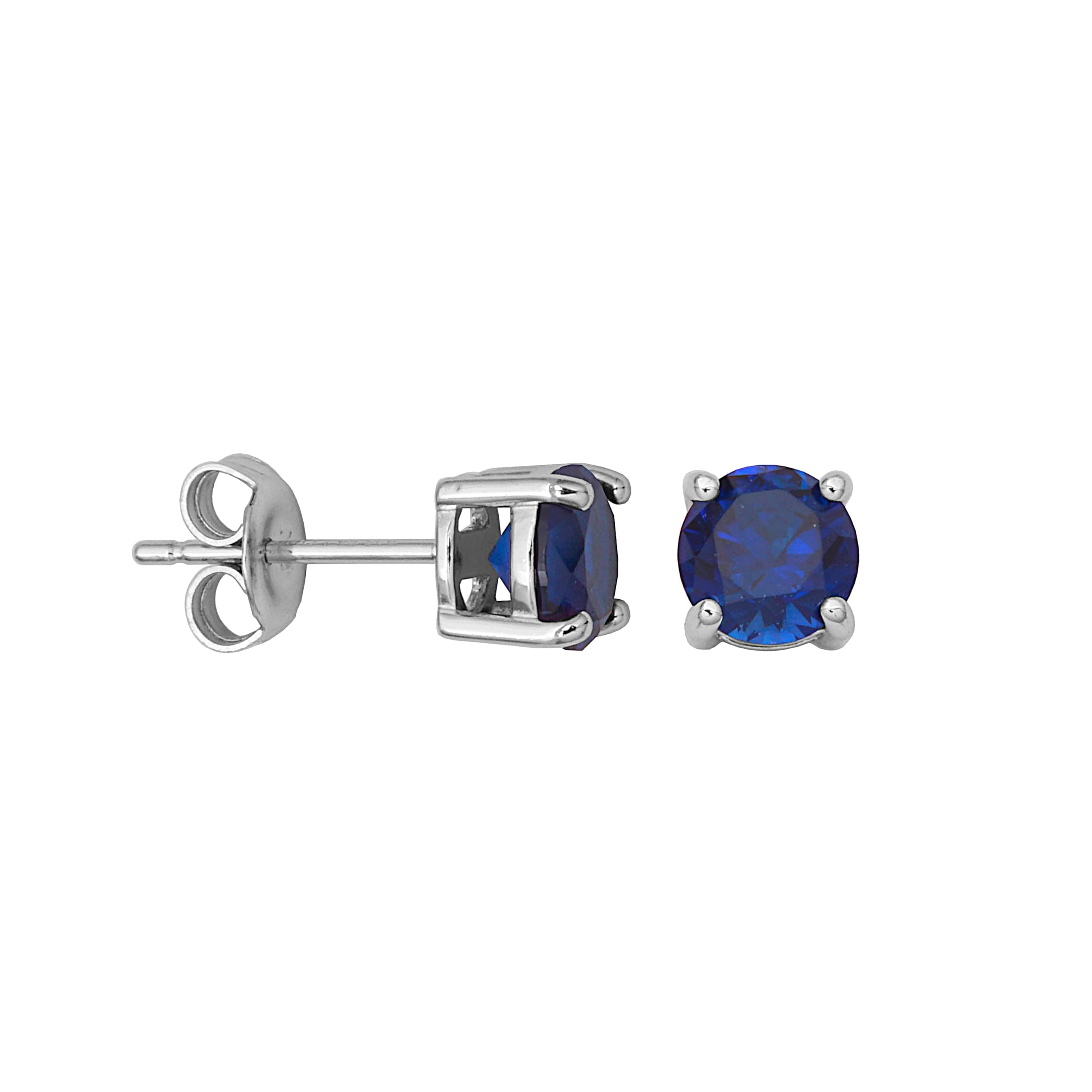 Sterling Silver Round Birthstone Stud Earrings