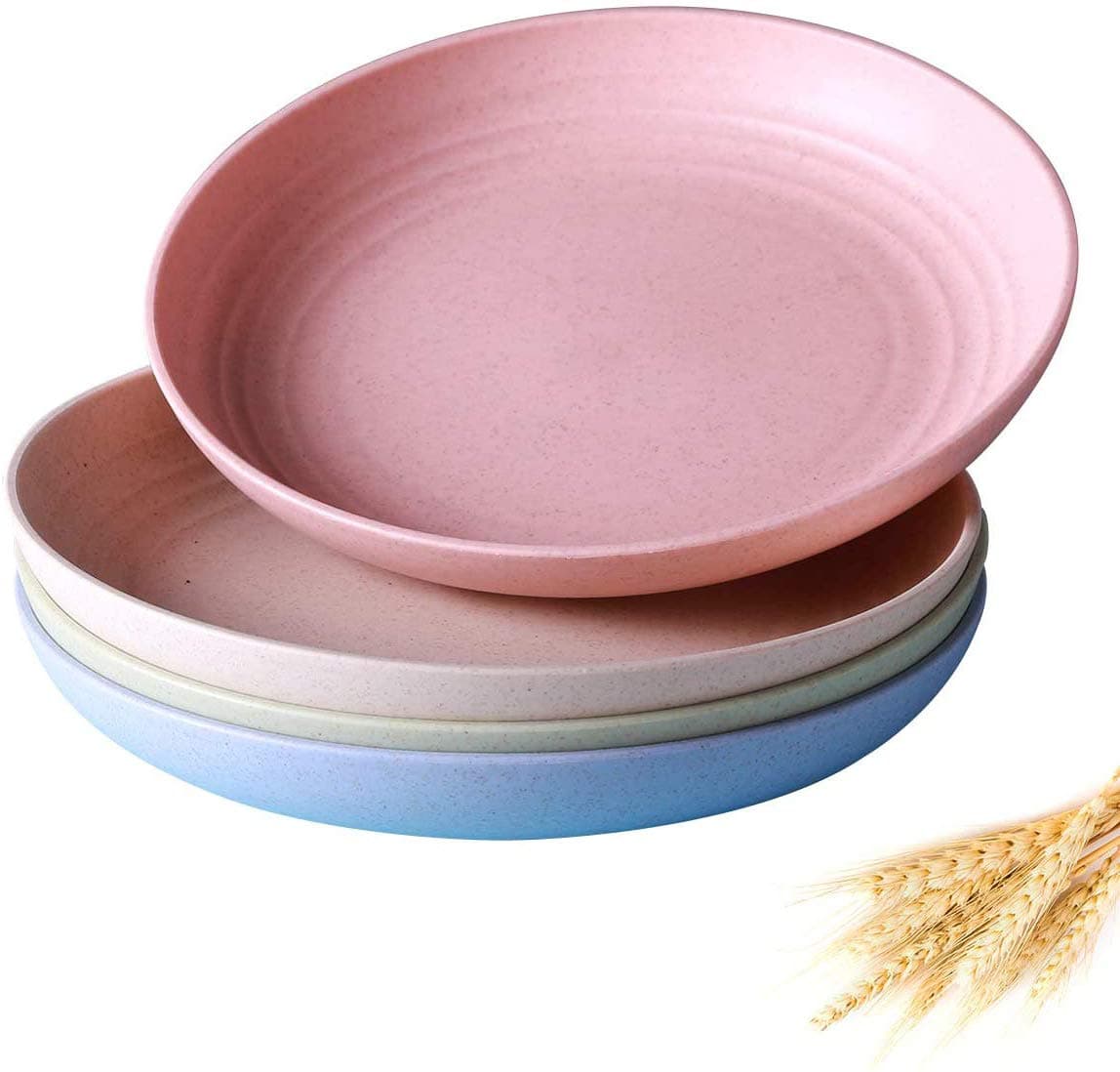Unbreakable Wheat Straw Plates - Reusable Plate Set - Dishwasher & Microwave Safe - Perfect for Dinner Dishes - Healthy for Kids Children Toddler & Adult, BPA Free & Eco-Friendly (6 inch)