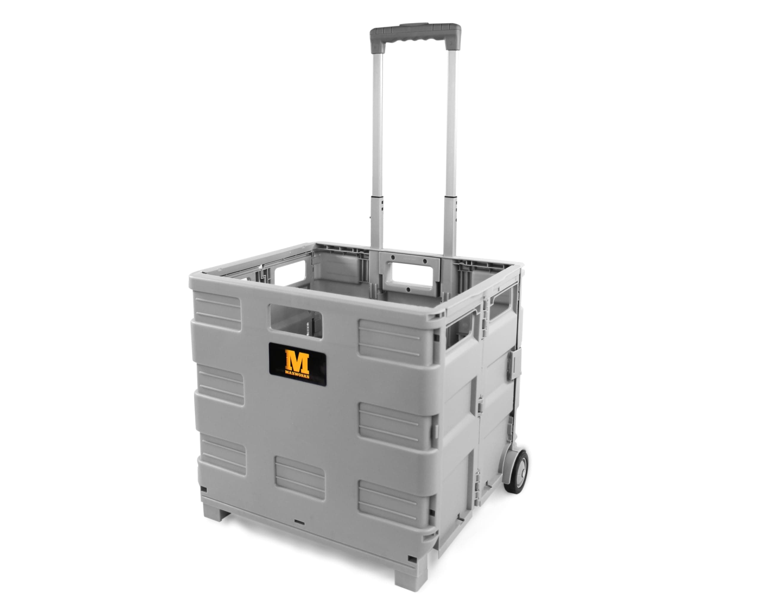 50704 Collapsible Gray Rolling Folding Dolly Grocery Cart - Multi-Functional Teacher Dolly with Extra Storage, Durable Wheels, and Easy-to-Fold Design for Classroom, Office, Shopping