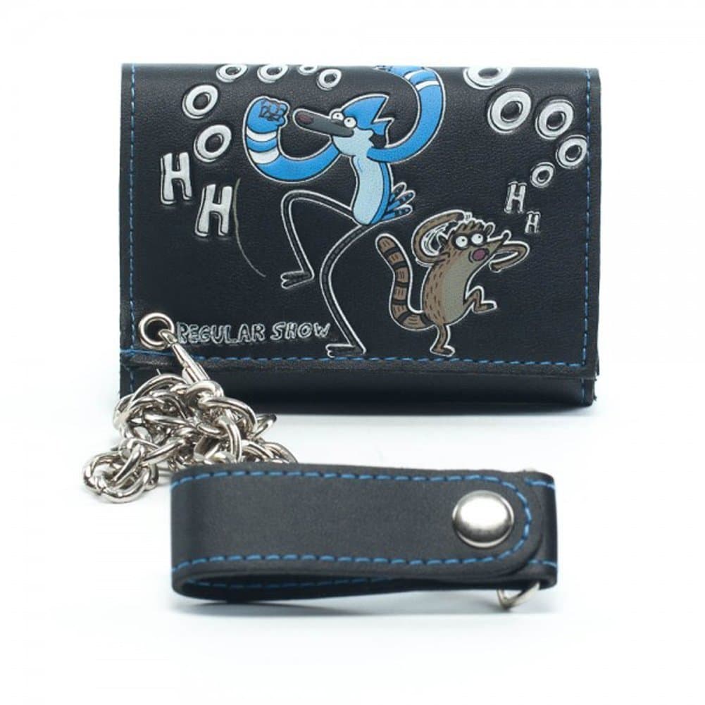 Regular Show Cartoon Network Tri Fold Mens Wallet with Chain