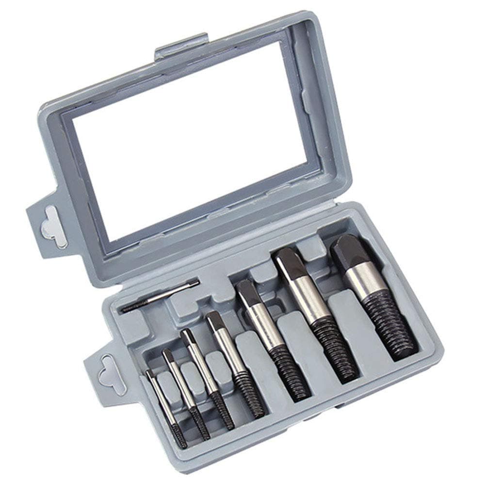 ZXCVB 8 Pcs Screw Extractor Set, Easy Out Damaged Screw Extractor Kit, Damaged Screw Broken Bolt Water Pipe Remover, with Storage Case
