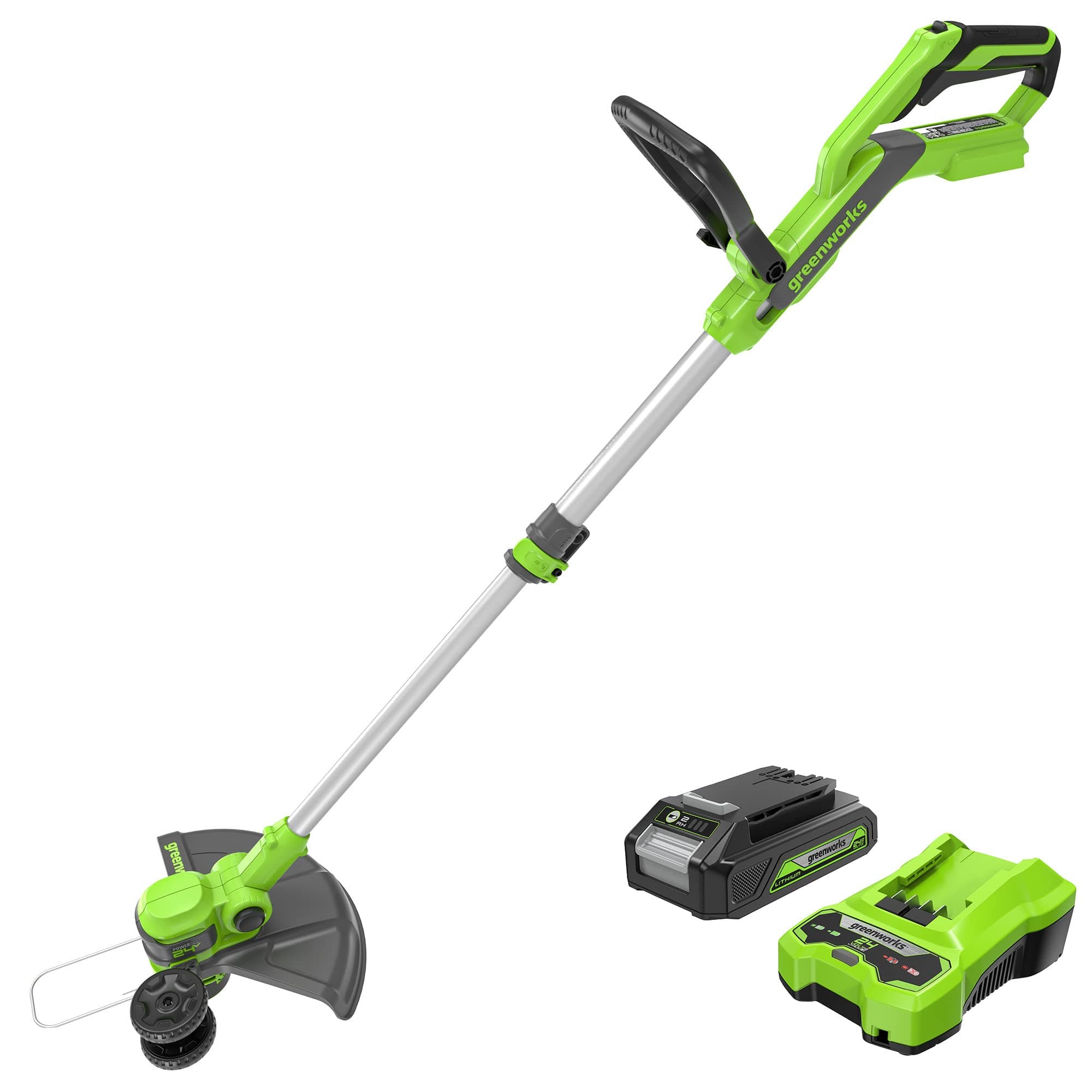 - Greenworks 24V Cordless String Trimmer/Edger (Gen 2), 12" Cutting Width, Ultra-Light 6 lbs Design, with 2.0Ah Battery & Charger Included
