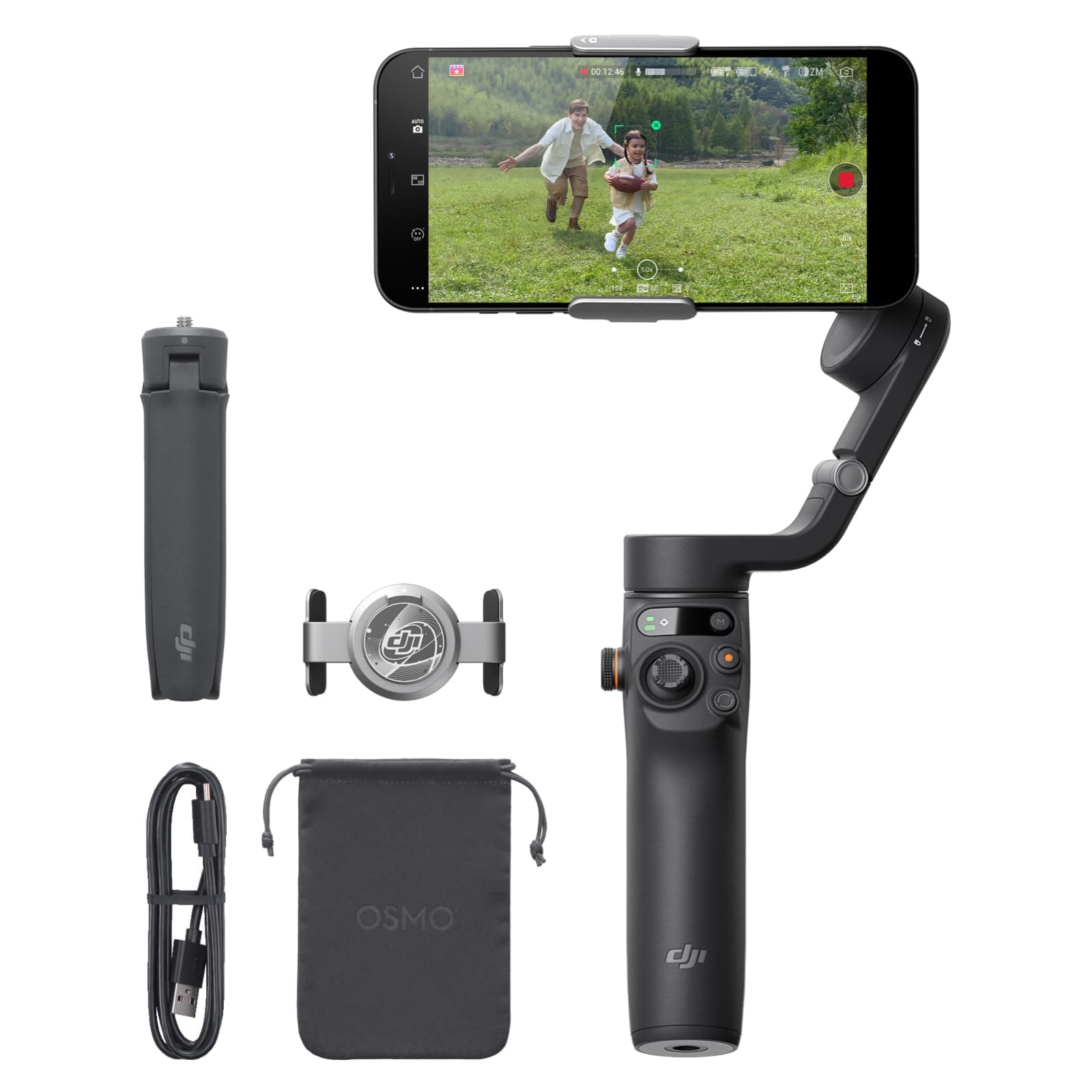 Osmo Mobile 6 Smartphone Gimbal Stabilizer, 3-Axis Phone Gimbal, Built-In Extension Rod, Portable and Foldable, Android and iPhone Gimbal with ShotGuides, Vlogging Stabilizer, YouTube TikTok Video