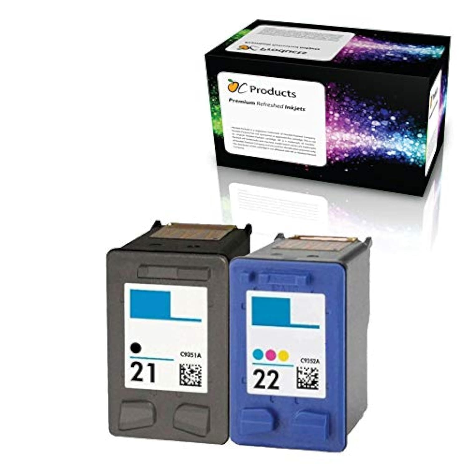 Refilled Ink Cartridge Replacement for HP 21 and HP 22 for PSC 1410 Deskjet F4180 F2280 D2360 D1560 D2460 Officejet 4315 (1 Black 1 Color)