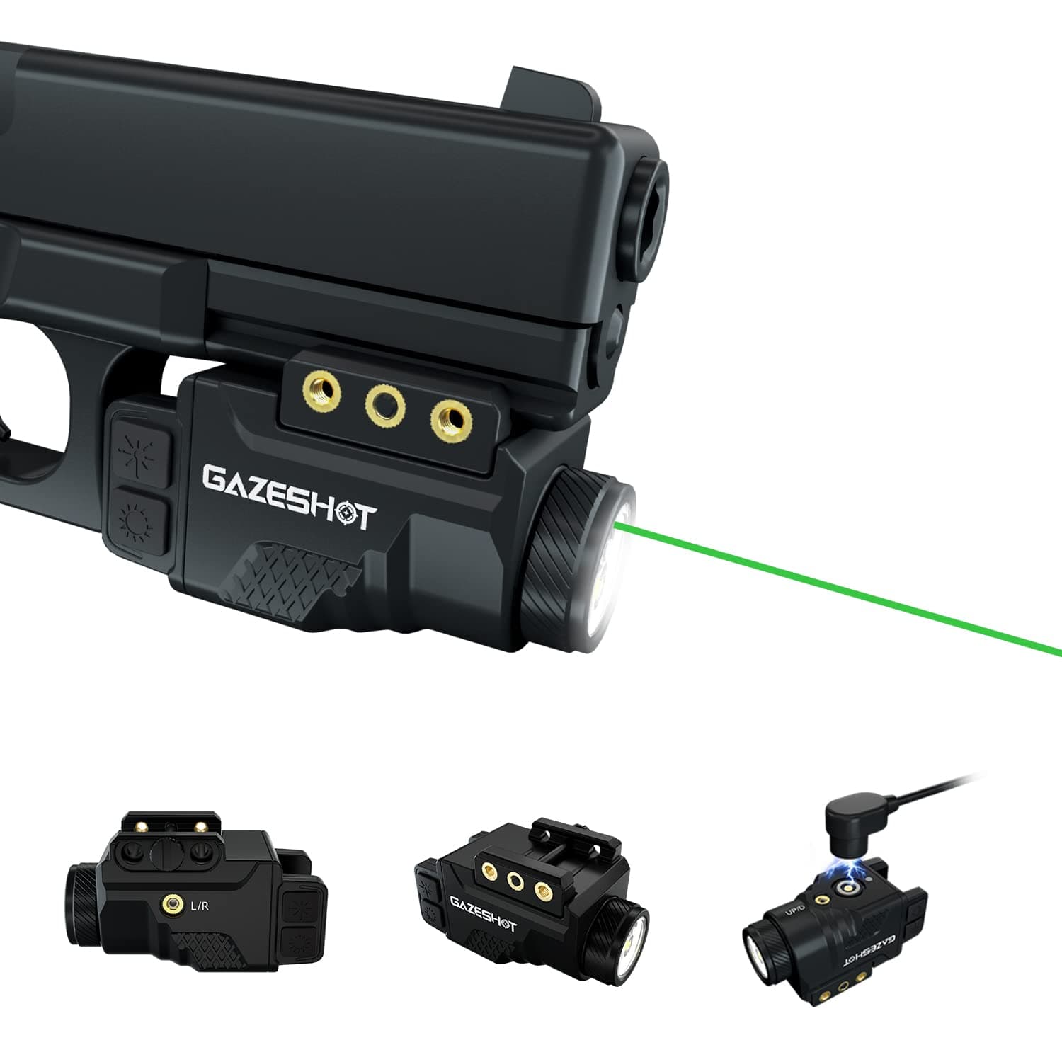 GAZESHOT Mini 700 Lumen Pistol Light Laser Combo Weapon Light Tactical Flashlights, Magnetic USB Rechargeable with Green Beam and Strobe Mode for GL and Picatinny Rail