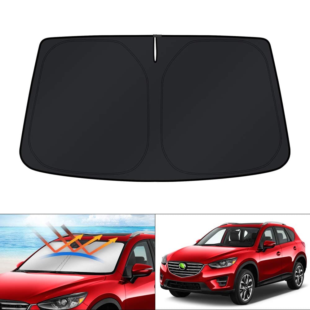 Windshield Sun Shade for 2013-2016 Mazda CX5 Accessories, Custom Fit CX-5 Front Window Sunshade Sun Visor Protector Foldable Blocks UV Rays Keep Your Car Cooler