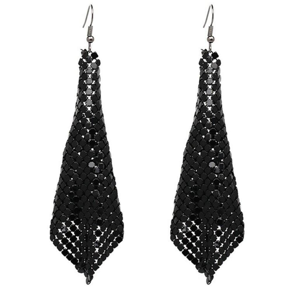 Kingray JewelryRectangle Dangle Lightweight Mesh Tassel Sequin Long Drop Earrings