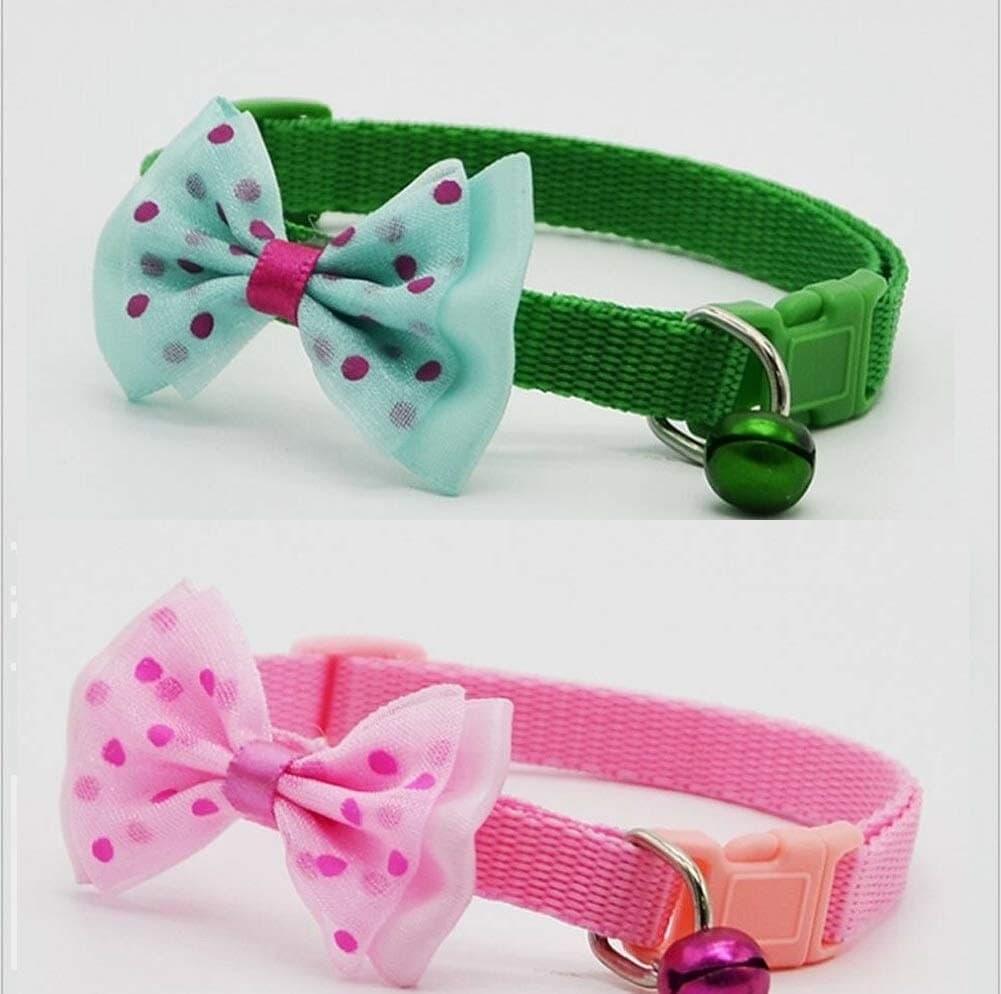 Adjustable Reflective Nylon Cat Safety Collar With For Cat Dog Bell Kitten, 100x100x10 mm (Pack Of 2) Color May Vary