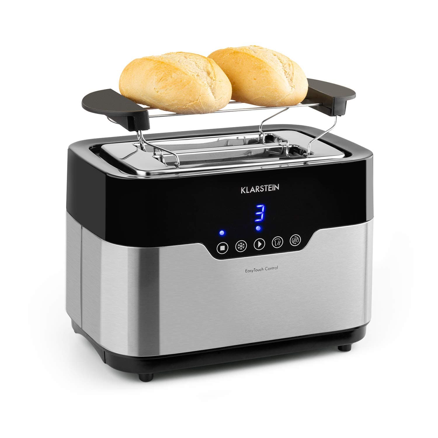 Klarstein Arabica Toaster - Power: 920 Watts, Touch Control Panel Operation, LED Display, Defrost, Warm-Up and Abort Functions, Crisping Grate, Crumb Tray, Cable Rewind, Stainless Steel