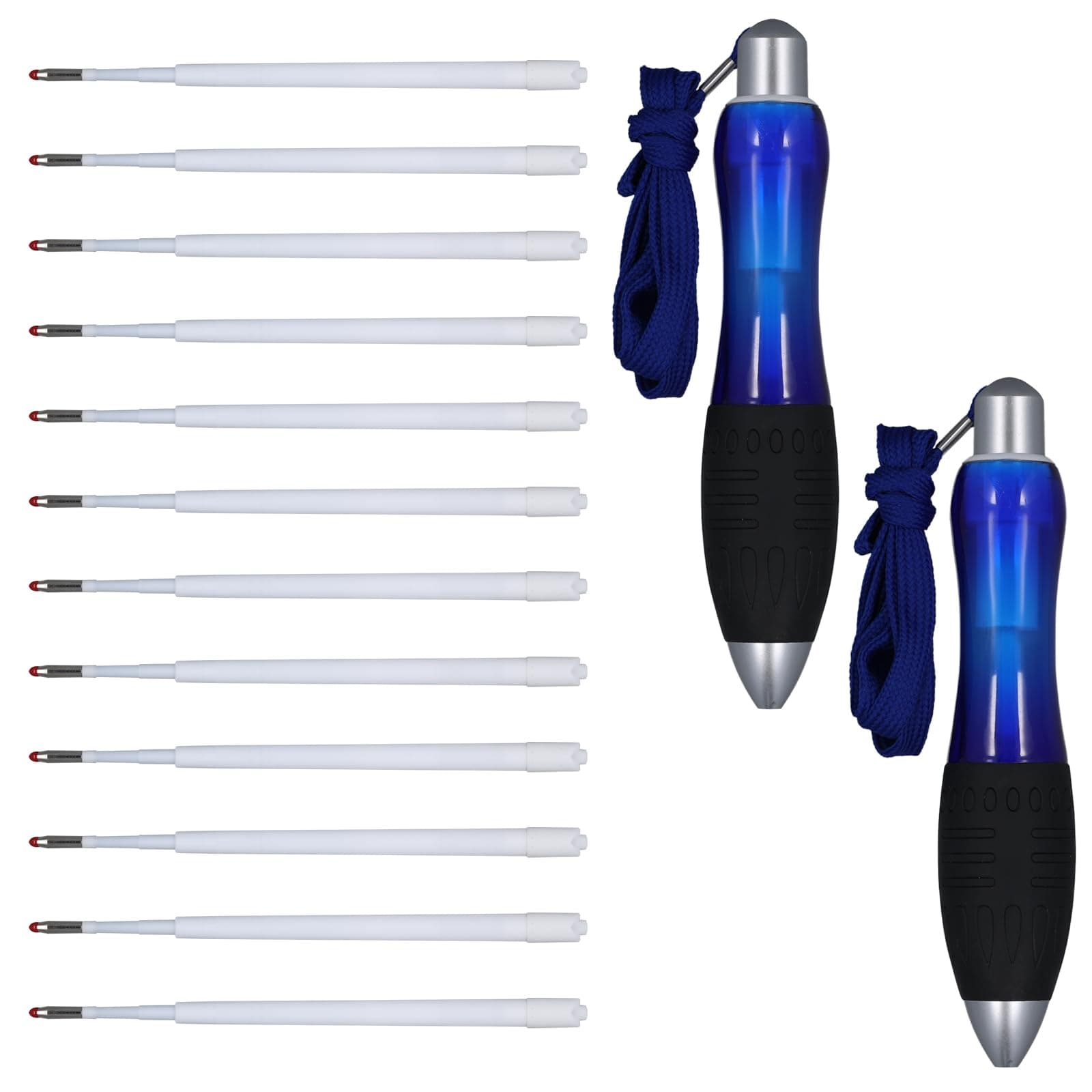 2pcs Big Fat Heavy Pens with 12 Refills, Smooth Writing Big Fat Pens Thick Pens Writing Aids Weighted and Hands Wide Grip Ballpoint For Hand Tremors (Blue)