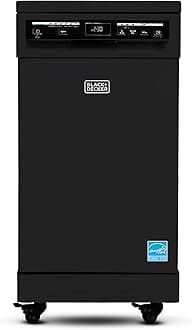BLACK+DECKER 18-Inch Portable Dishwasher, 8-Place Setting Capacity, Mobile Dish Washer with 6 Wash Programs, LED Display, Stainless Steel Tub, ENERGY STAR Certified, BPD8B, Black
