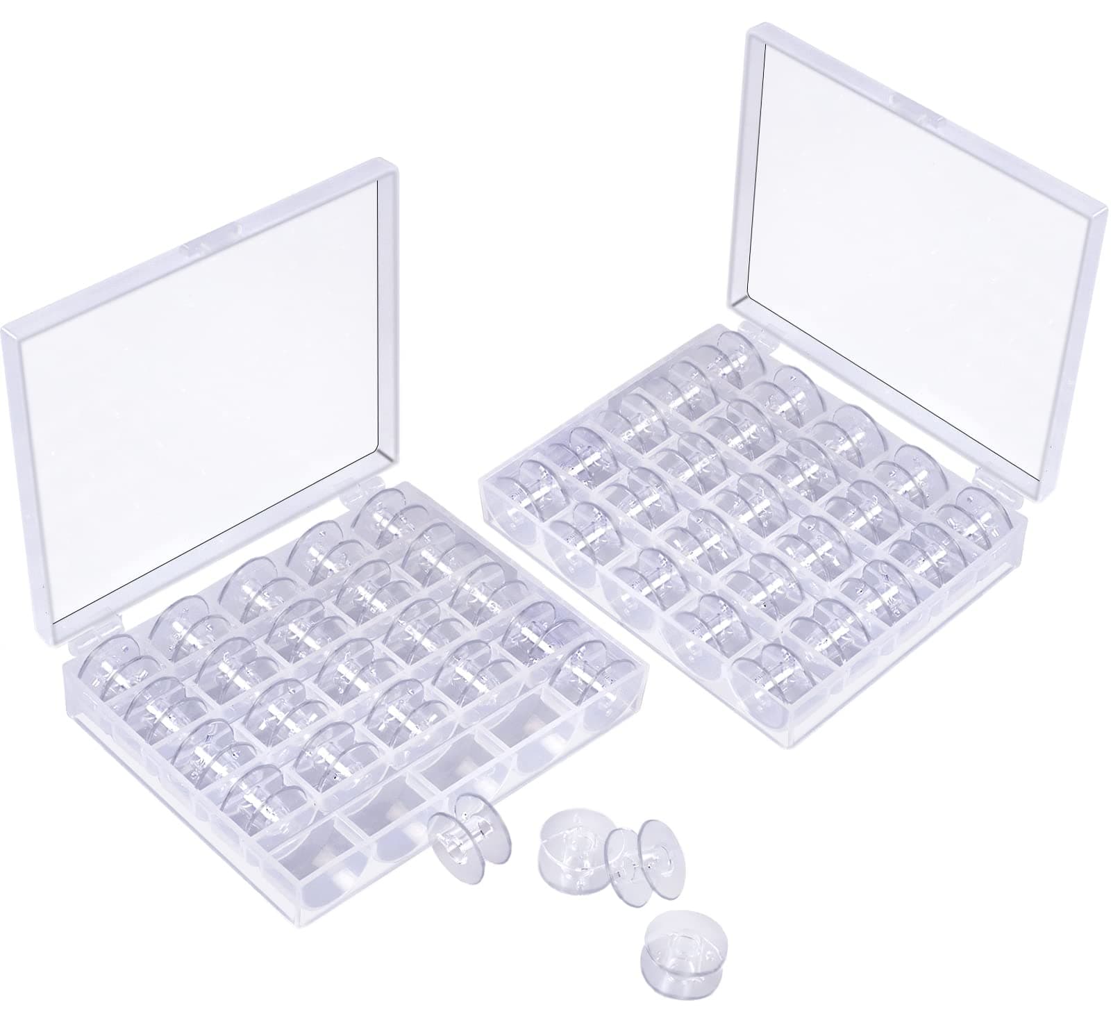 50 Pcs Bobbins, Plastic Bobbins for Brother Sewing Machine, Sewing Bobbins with Bobbin Case, Bobbin for Sin-ger/Bro-Ther, Bobbins for Singer Sewing Machine