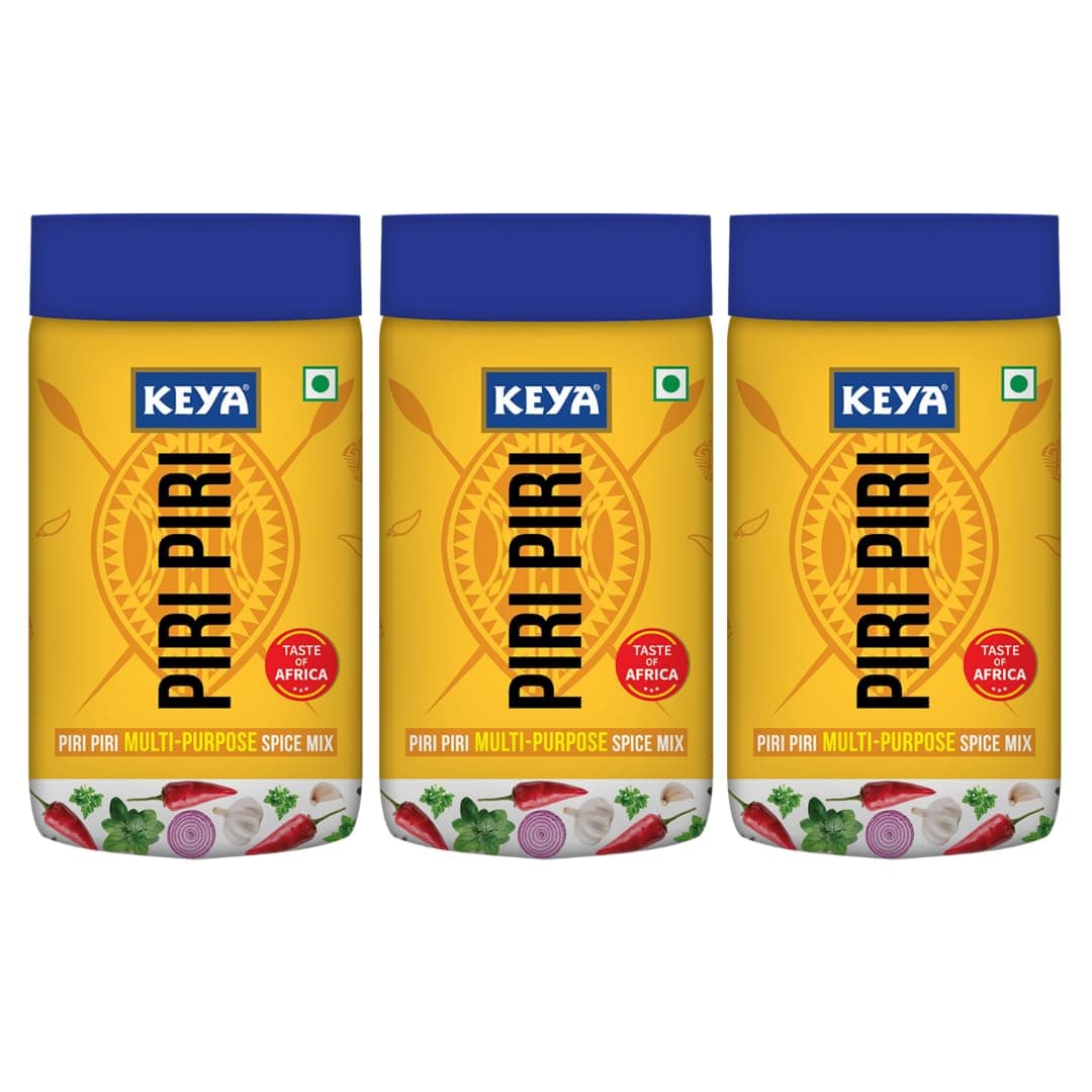 Keya Piri Piri Peri Peri Exotic Spice Mix Multi-purpose Seasoning Zero Artifical Colours No Added MSG Instant Seasoning Mix Marinade Mix, Dip Mix, Sprinkler 100g Pack of 3