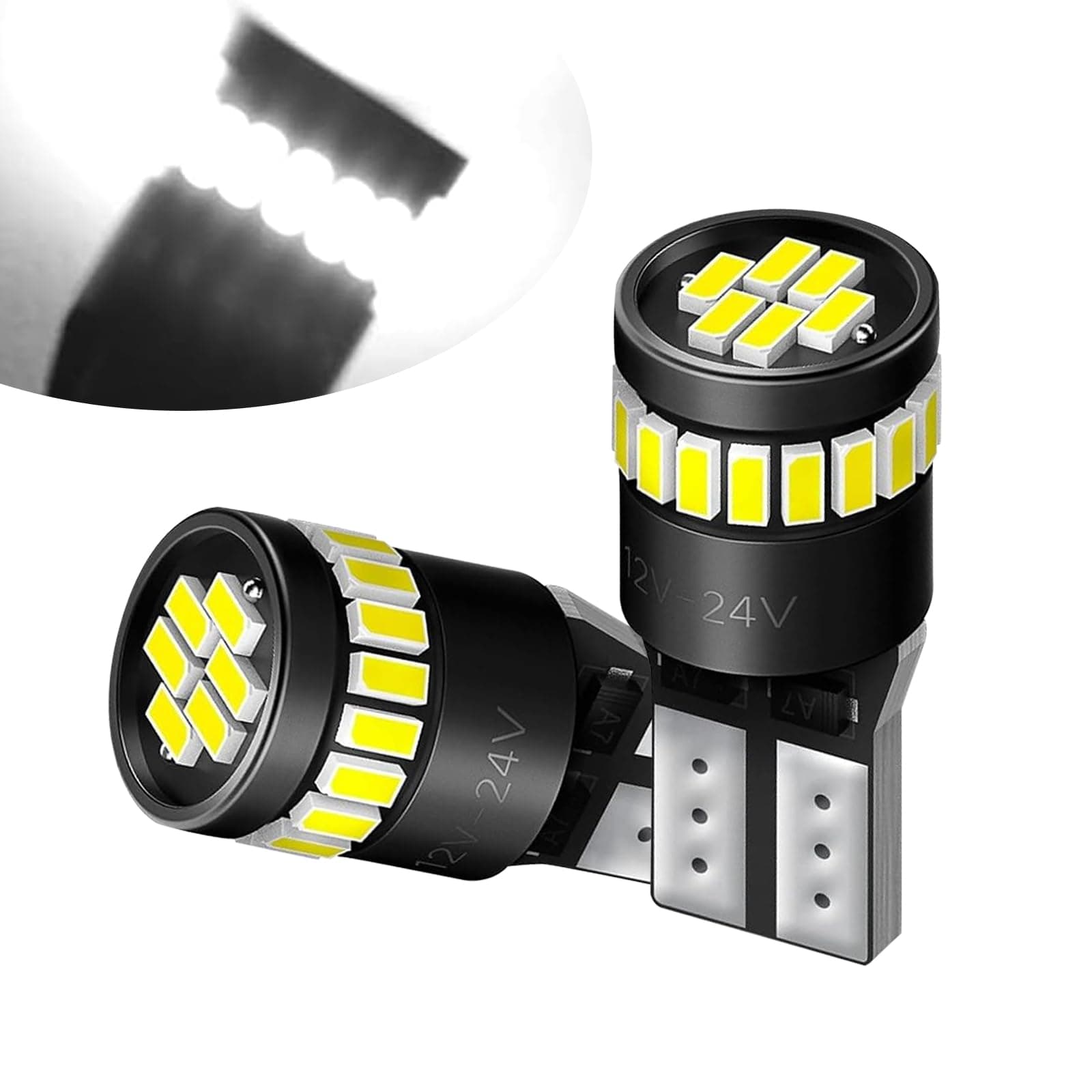 Pack-2 Car LED Turn Light Bulbs, 12V 3W 180 Degree Waterproof Metal Vehicle Reading Light Replacement, Universal Automotive License Plate Lights Accessories for Truck SUV Car (White Light)