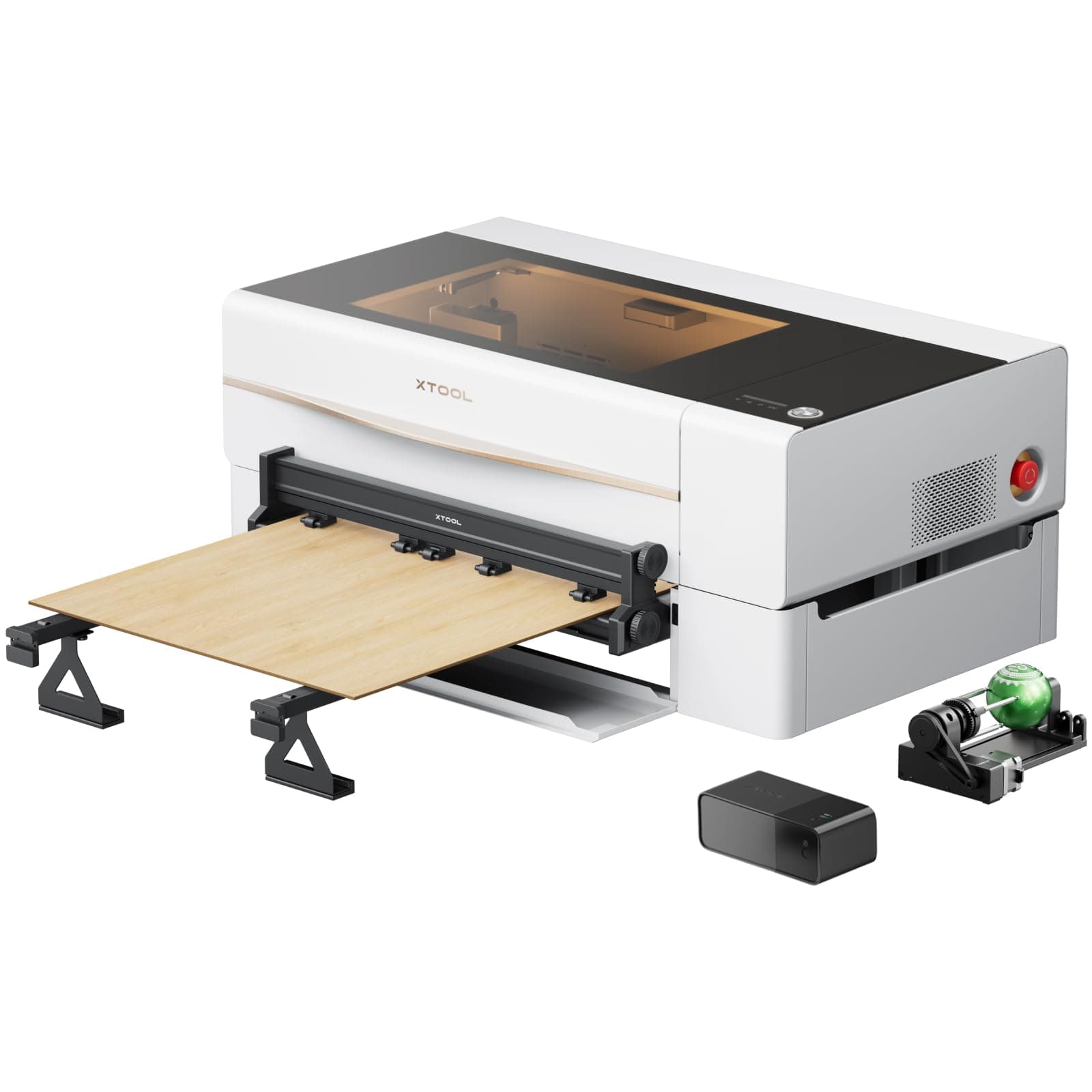 xTool P2 55W CO2 Laser Cutter Versatile Bundle, Smart Desktop CO2 Laser Engraver and Cutter Machine, with Riser Base, Conveyor Feeder, RA2 Pro Rotary, Dual Smart 16MP Cameras, Curved Surface Engraving