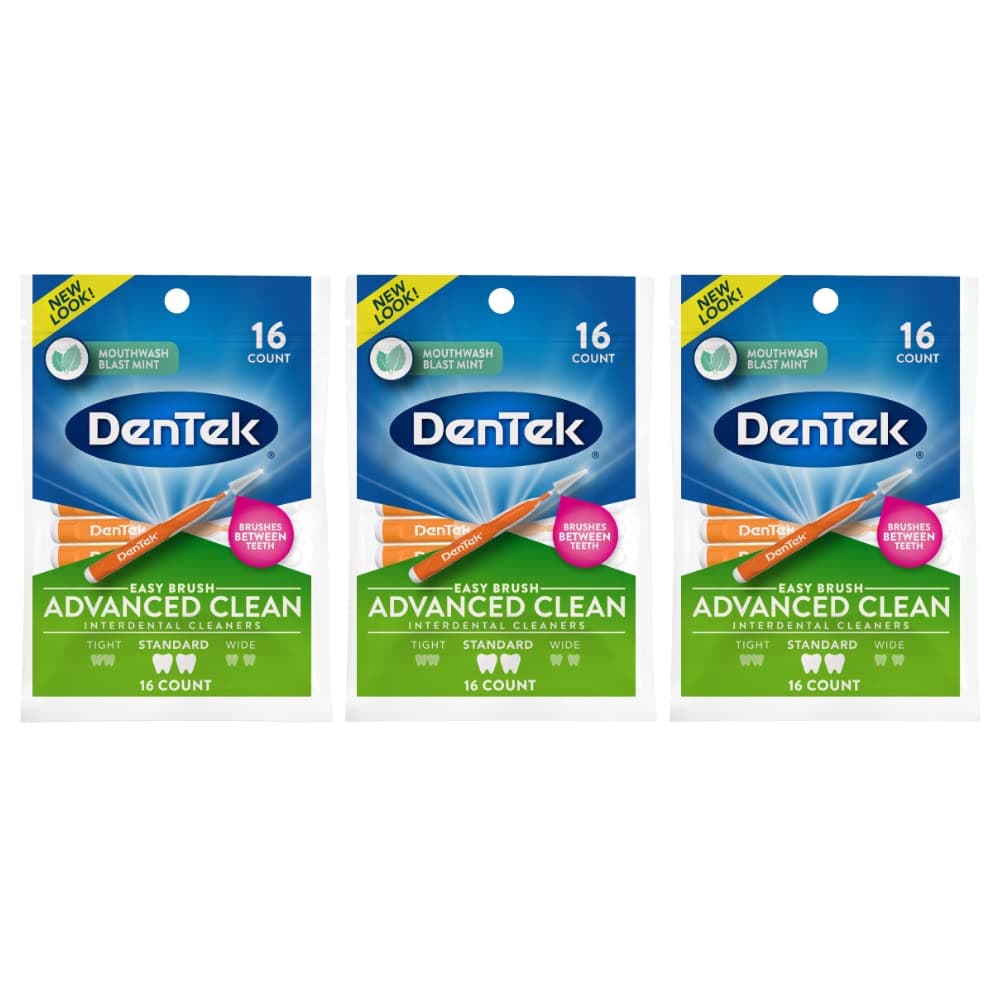 Dentek Easy Brush Cleaners Standard Spaces 16 Count (3 Pack)