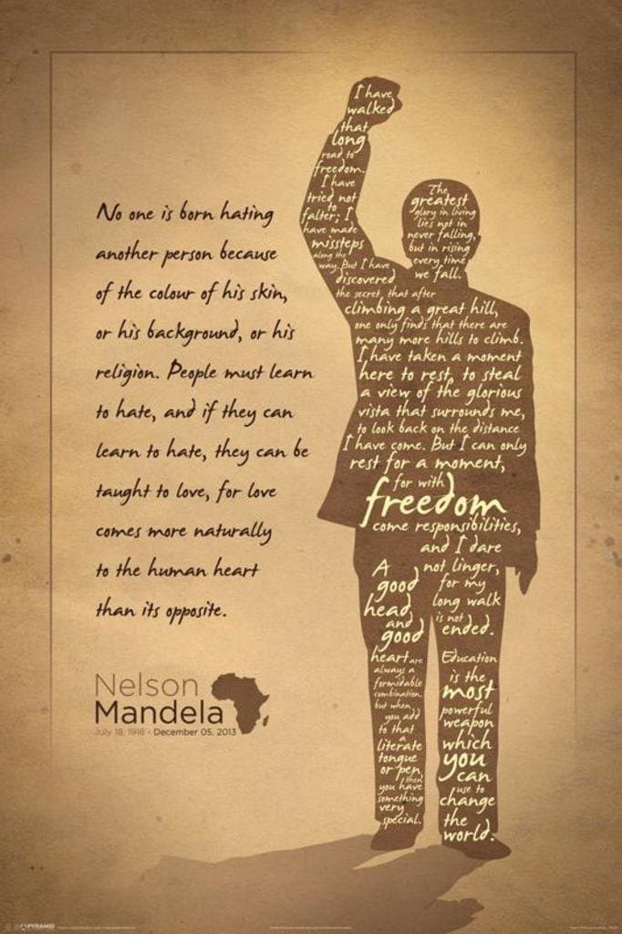 Nelson Mandela Silhouette Maxi Poster, Multi-Colour