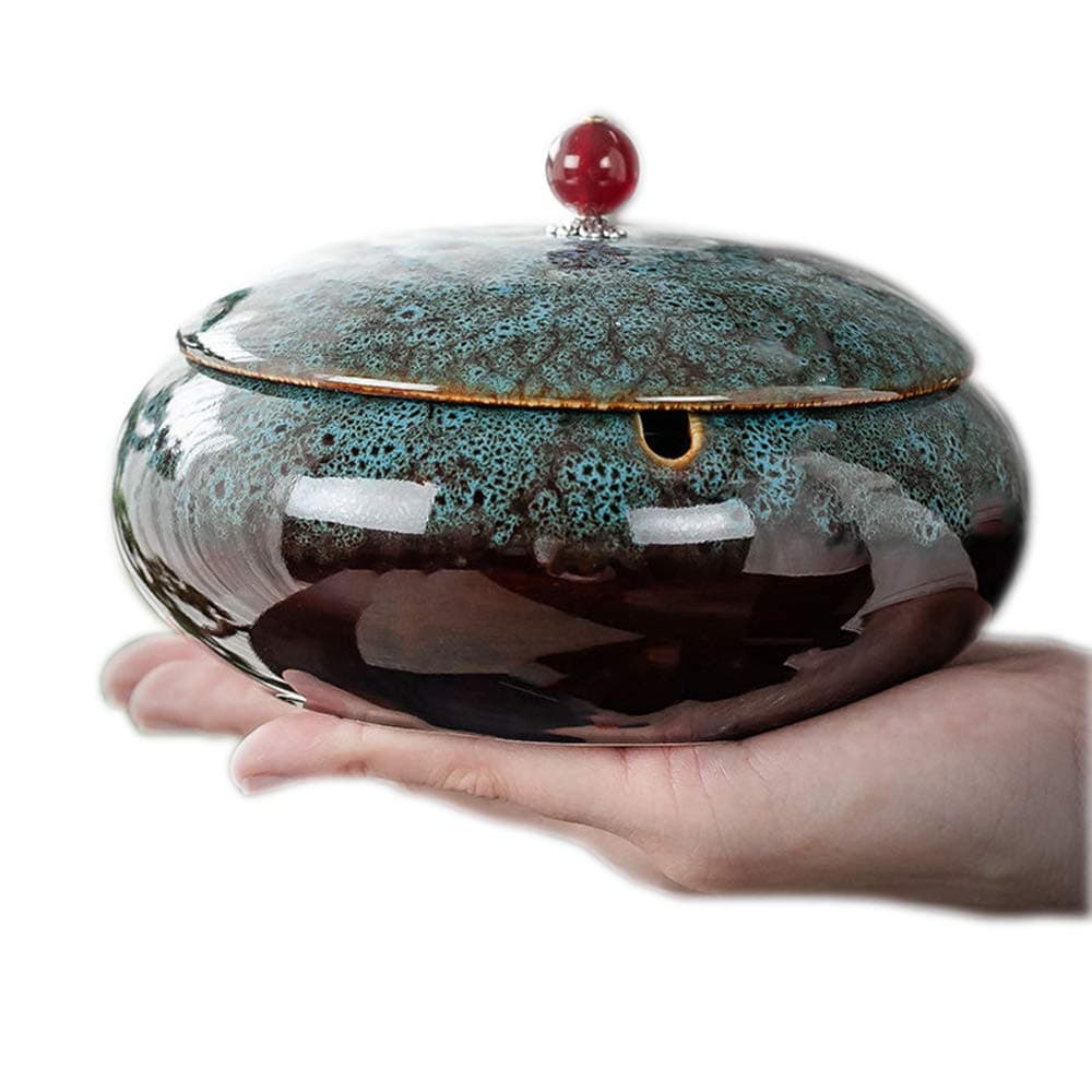 Glsairy 5.7" Large Ashtrays for Ceramic with Lids Ash Tray Outdoors Ashtrays for Indoor