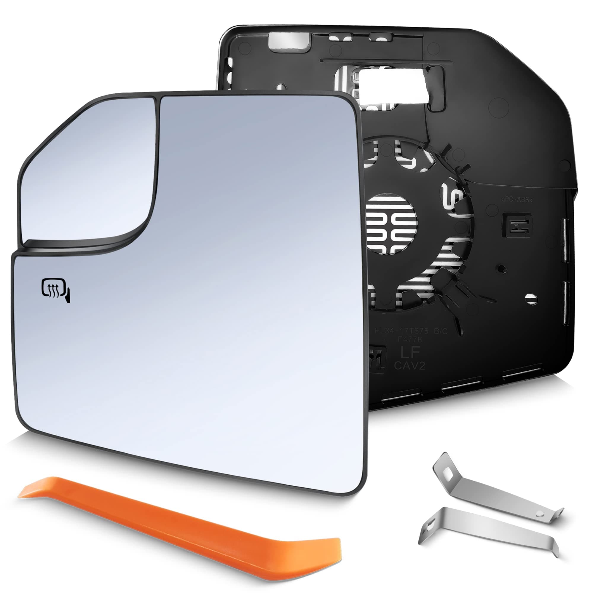 SNEMEEY Compatible with Ford F150 Driver Side Mirror 2015 2016 2017 2018 2019 2020 2021, Left Side Heated Chrome View Mirror with Backing Plate, Blind Spot Convex Mirror Glass with Rear Holder